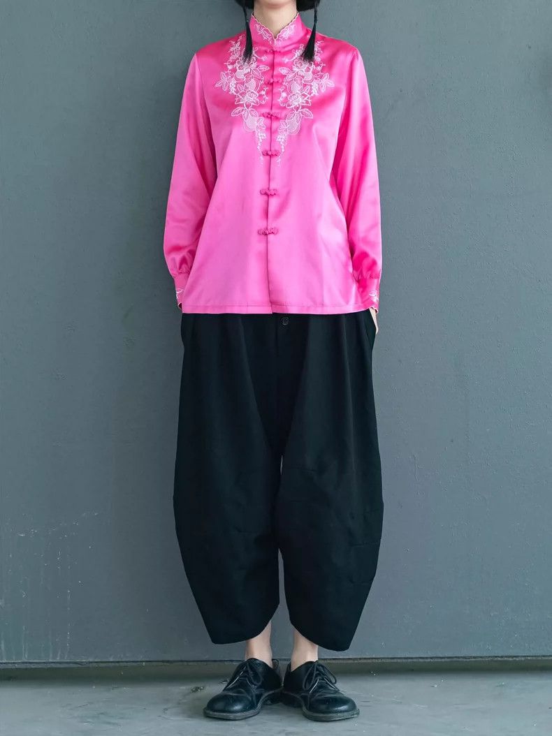 Comme des Garcons Comme Des Garcons Pink satin Chinese style button top Size M / US 6-8 / IT 42-44 - 2 Thumbnail