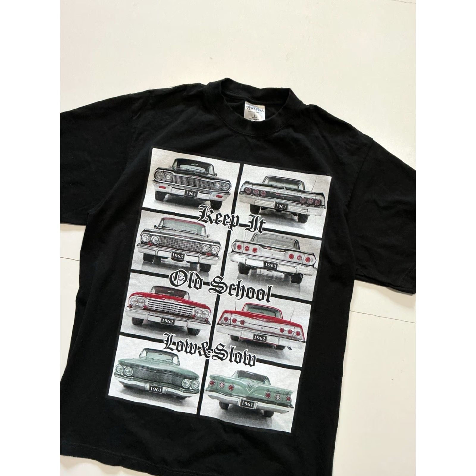 Vintage Shaka Wear T-Shirt Chevy Impala Keep It Old School Low Slow Graphic Black LG Mens Shirt Size US L / EU 52-54 / 3 - 3 Thumbnail