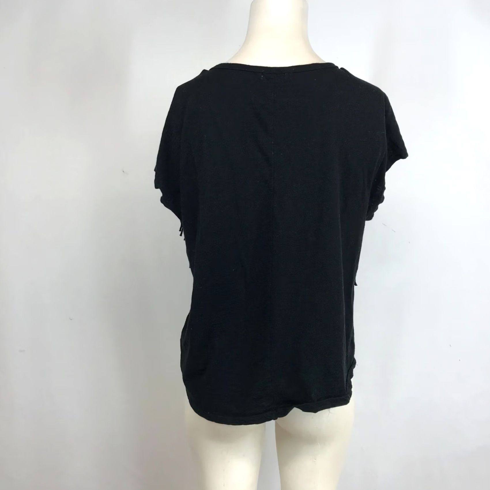 Vintage BONGO Women's Large Black Cotton Aztec Fringe Top Shirt Size L / US 10 / IT 46 - 5 Thumbnail