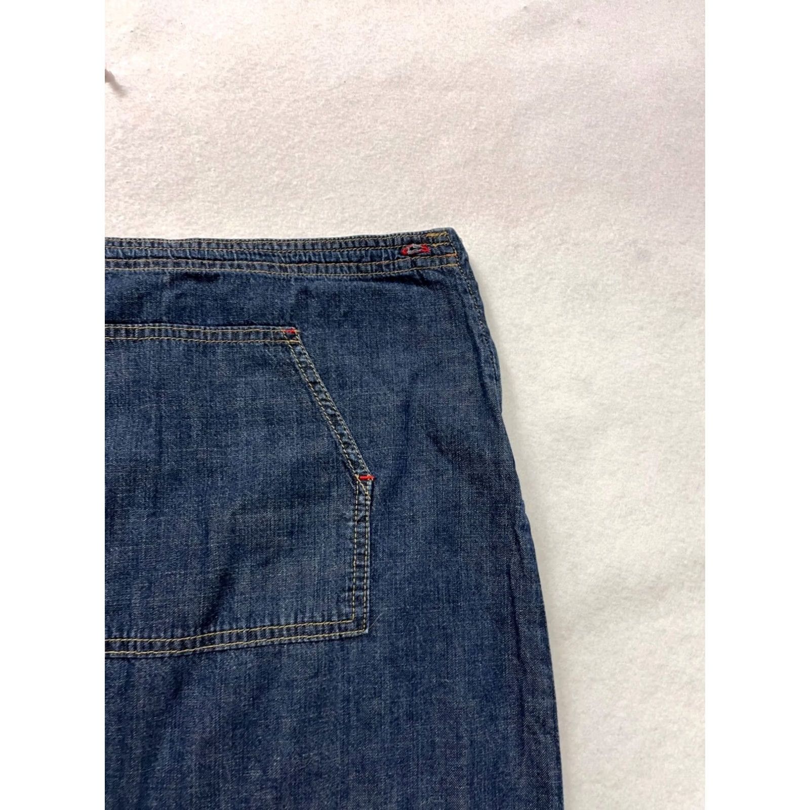 Mavi VINTAGE Mavi Denim Long Skirt Womens L Dark Blue Maxi Skirt Womens L Boys Girls Mens side slits back pocket red stitching Size 36" / US 14 / IT 50 - 5 Thumbnail