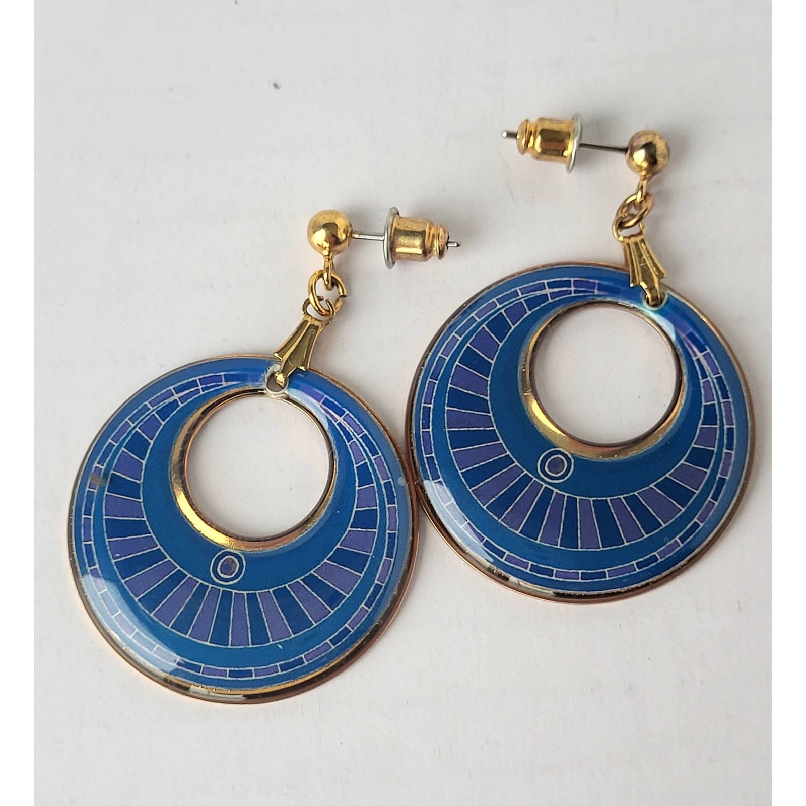 Other Burch Style Earrings Cloisonne Enamel Blue Boho Tribal Size ONE SIZE - 1 Thumbnail