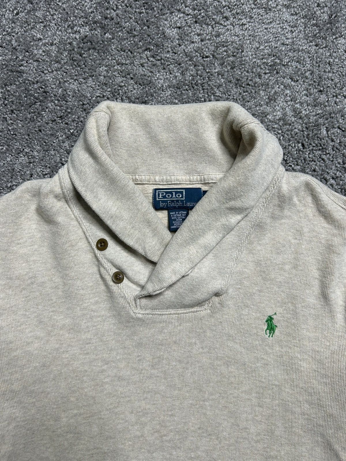 Polo Ralph Lauren Vintage 80s Polo Ralph Lauren Shawl Collar Sweater Distress Size US M / EU 48-50 / 2 - 2 Thumbnail