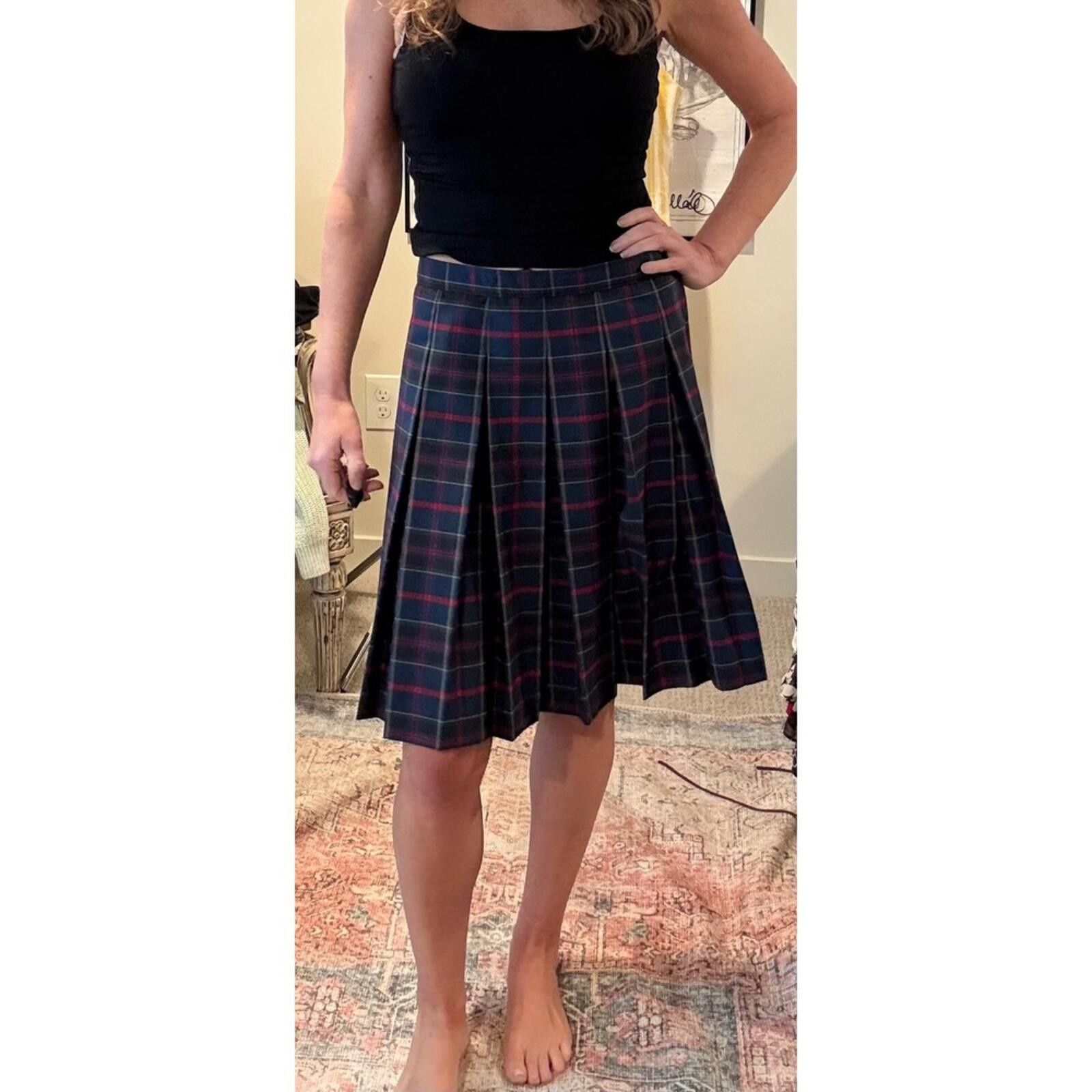 Other Dennis Uniform Navy Blue Plaid Pleated Skirt Size 10 USA Size 32" / US 10 / IT 46 - 1 Thumbnail