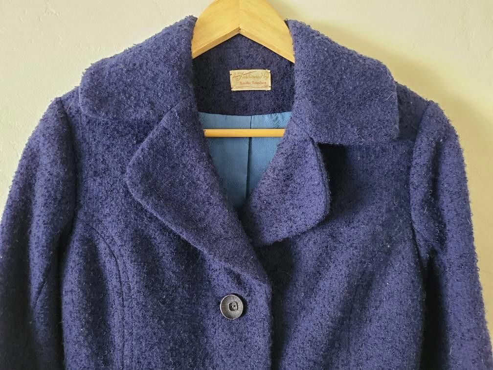 Designer Vintage 70's Dark Blue Navy Coat Jacket with button closure Size M / US 6-8 / IT 42-44 - 3 Thumbnail