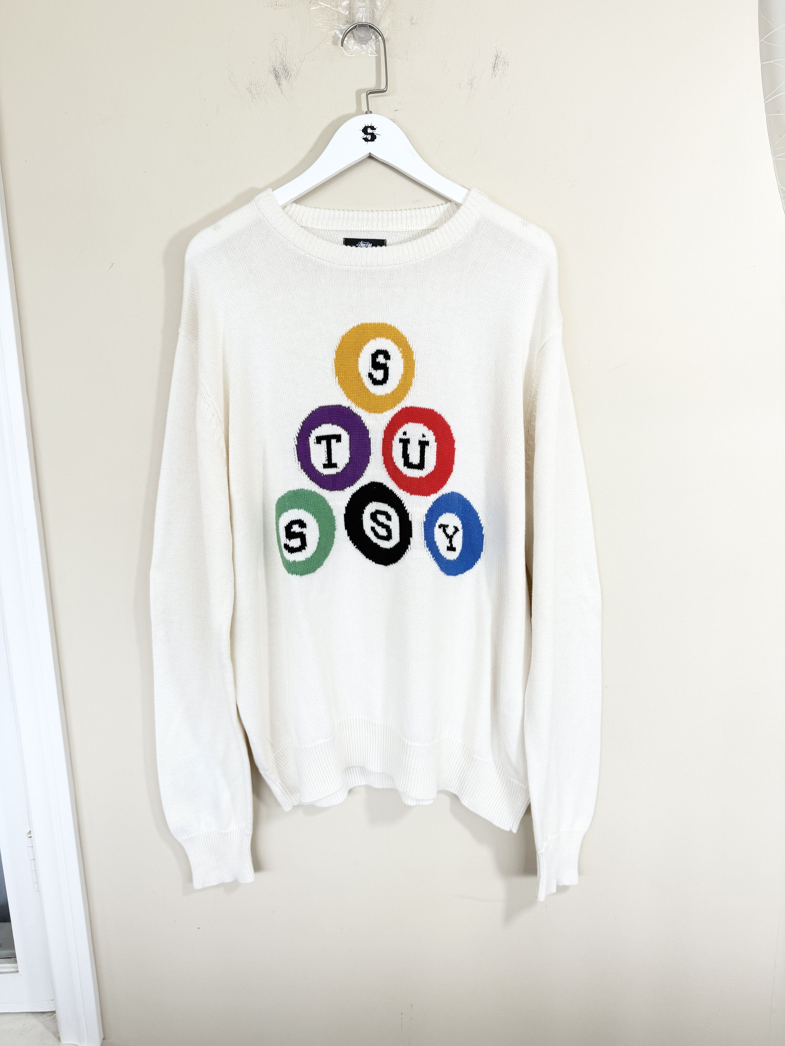 (美品) Stussy biliard sweater アイボリー Sweater Stüssy Stüssy Billiard Sweater | Freshlabels.com
