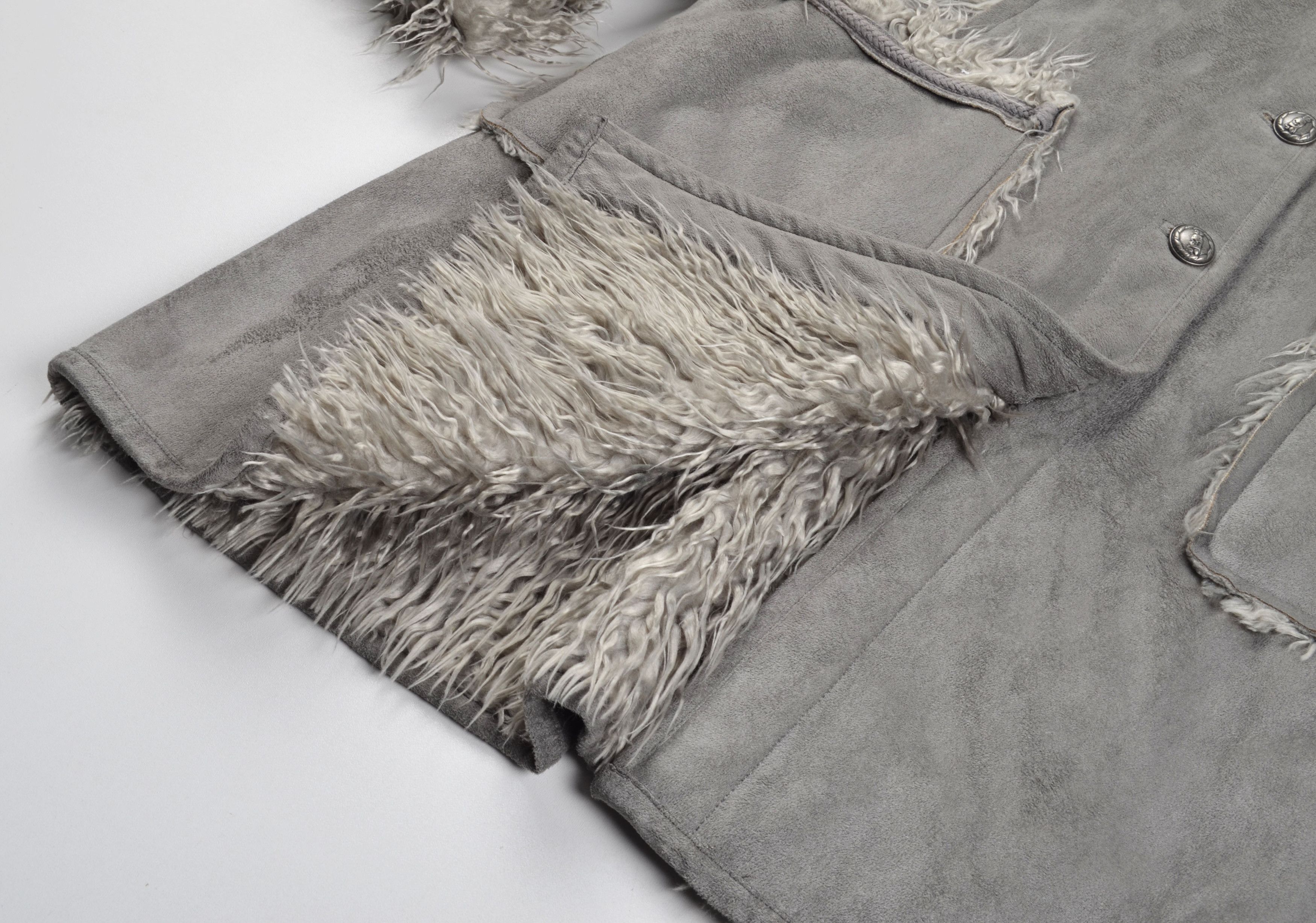 Vintage Vintage Nile Atelier Y2K Gray Faux Fur Boho Afghan Coat Size XL / US 12-14 / IT 48-50 - 5 Thumbnail
