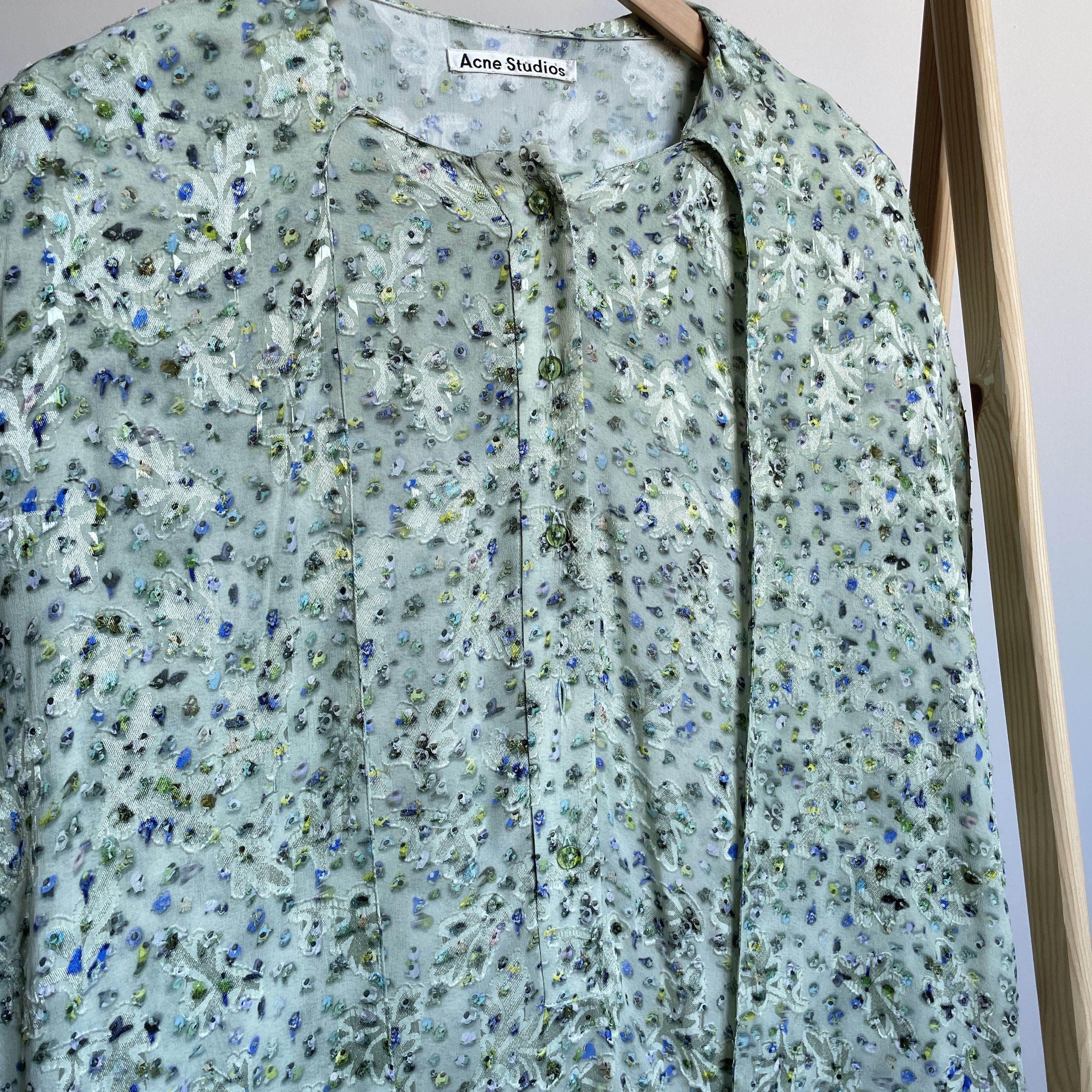 Acne Studios Acne Studios Crowd-Print Floral Scarf Neck VIscose Dress Size XS / US 0-2 / IT 36-38 - 11 Thumbnail