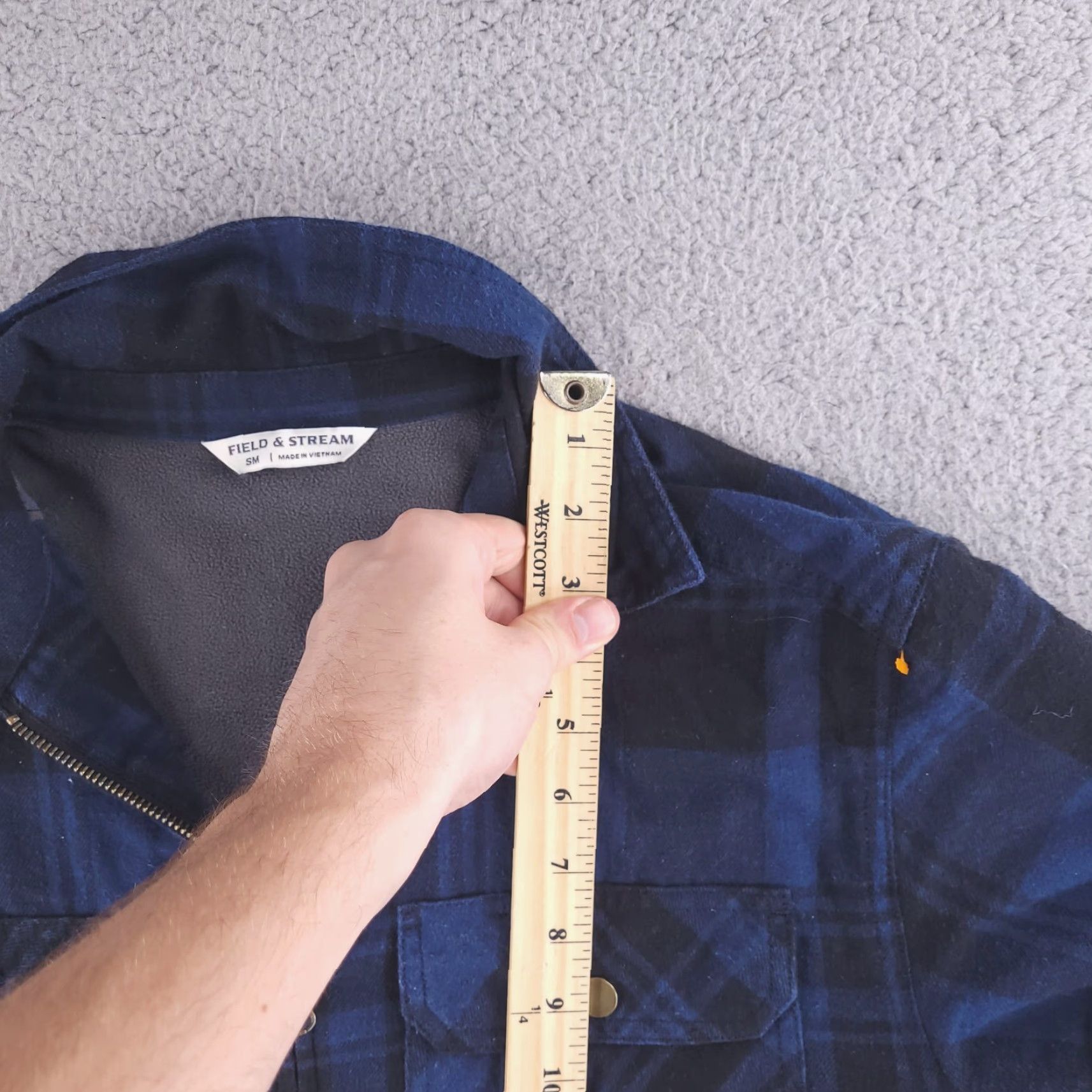 Vintage Field & Stream Jacket Mens Small Flannel Sherpa Fleece Lined Chore Work Zip Bomber Plaid Blue Mens Small Zip Lined Jacket Size US S / EU 44-46 / 1 - 6 Thumbnail