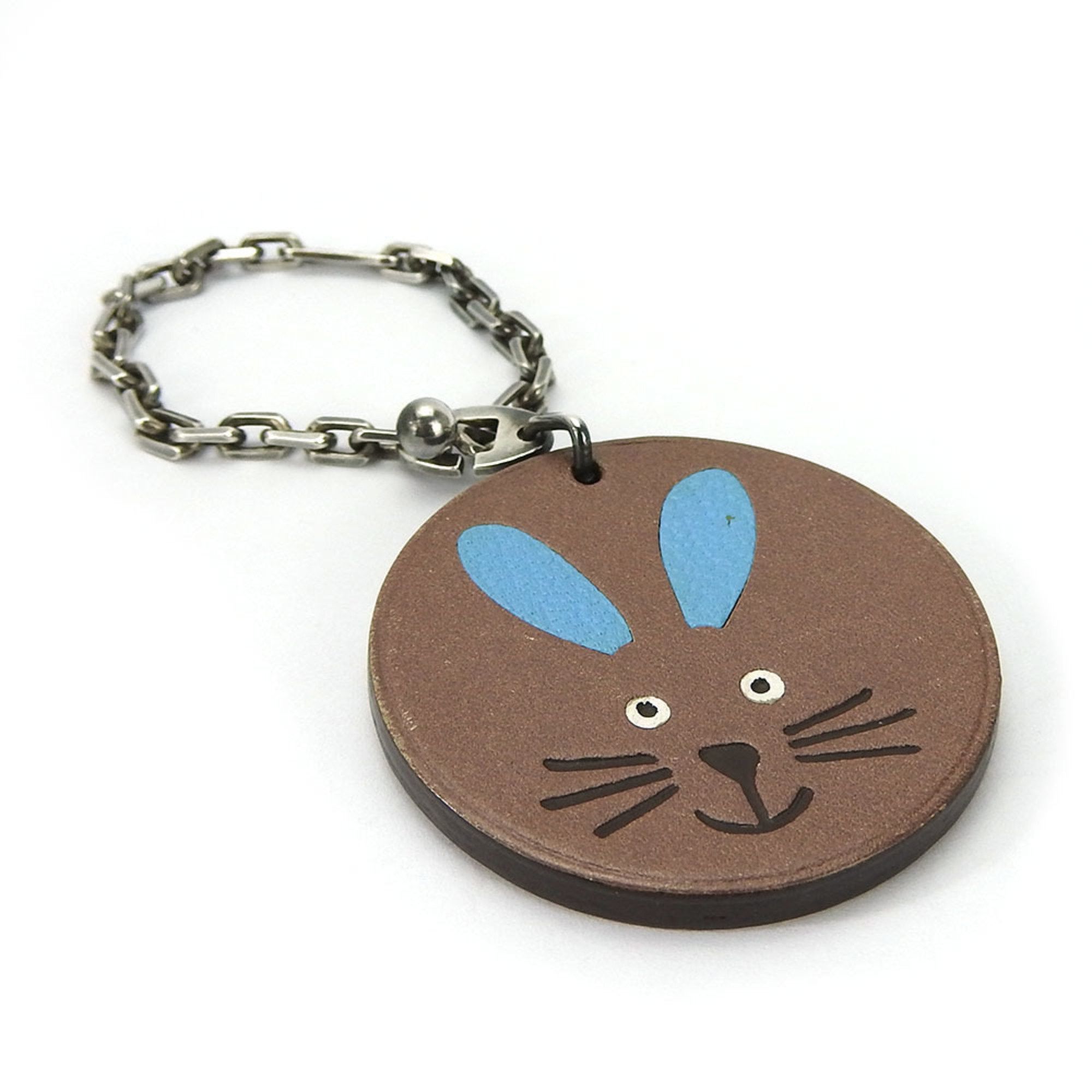 image of Hermes Bag Charm Leather Silver 925 Brown Rabbit Accessories Women's Hermes