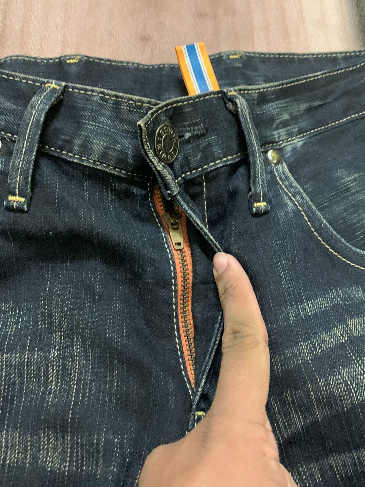 Japanese Brand EDWIN rusty mud wash curve twist jeans i6w9 style Size US 31 - 7 Thumbnail
