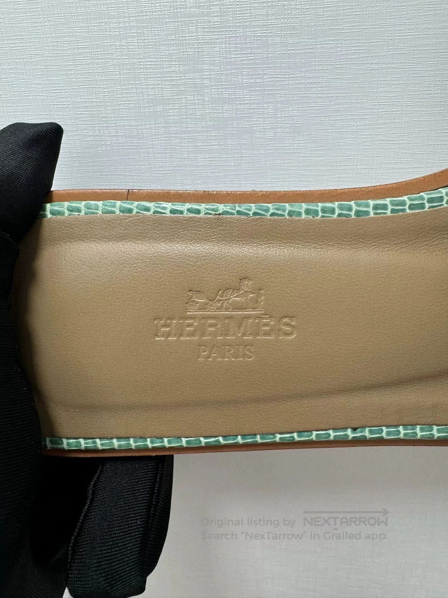 Hermes Hermes Green Lizard Skin H Women's Slippers. Size US 7 / IT 37 - 7 Thumbnail