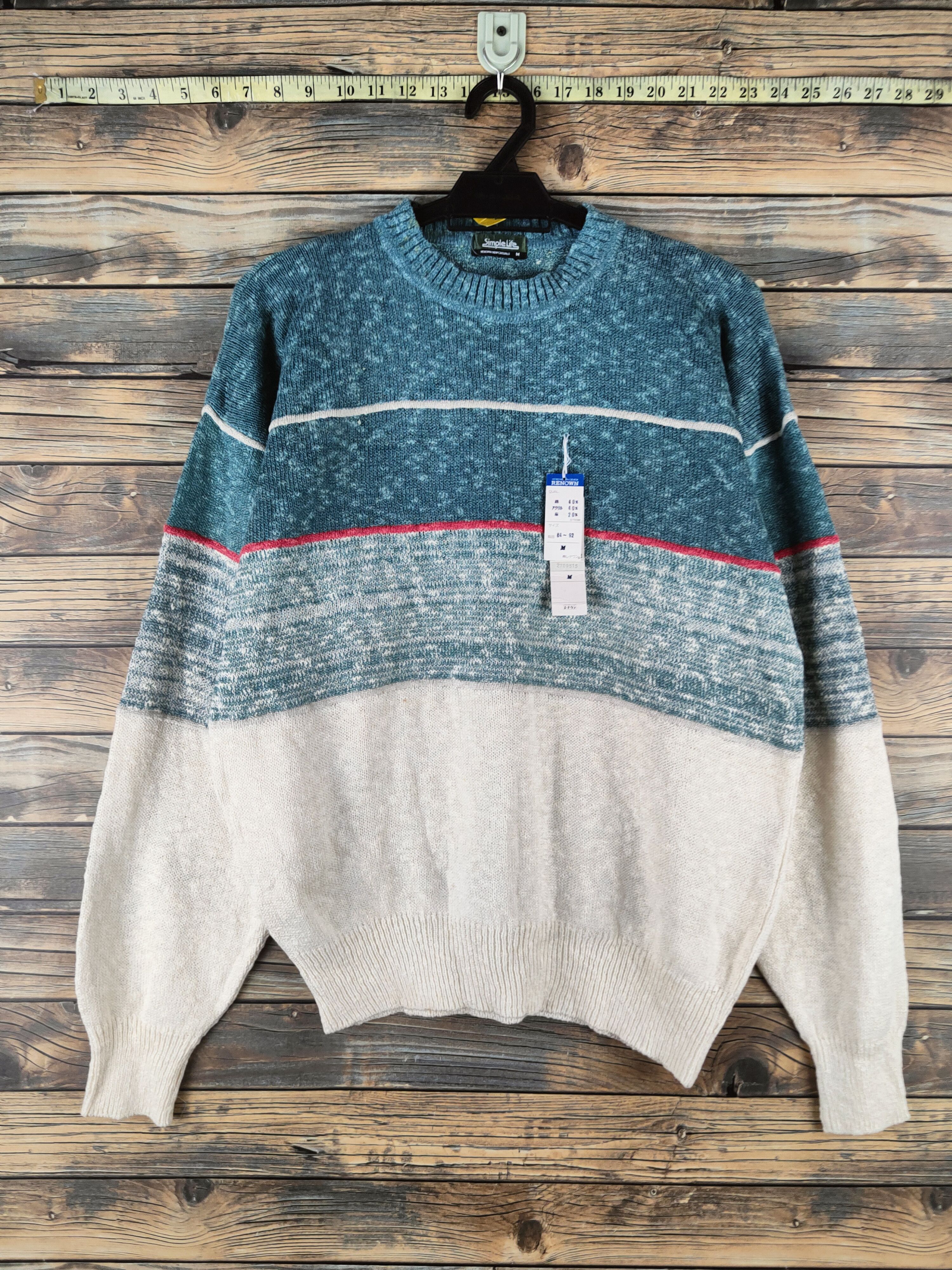 RENOWN DL Renown Green Ivory Knitwear Sweatshirts #46-195 Size US M / EU 48-50 / 2 - 1 Thumbnail