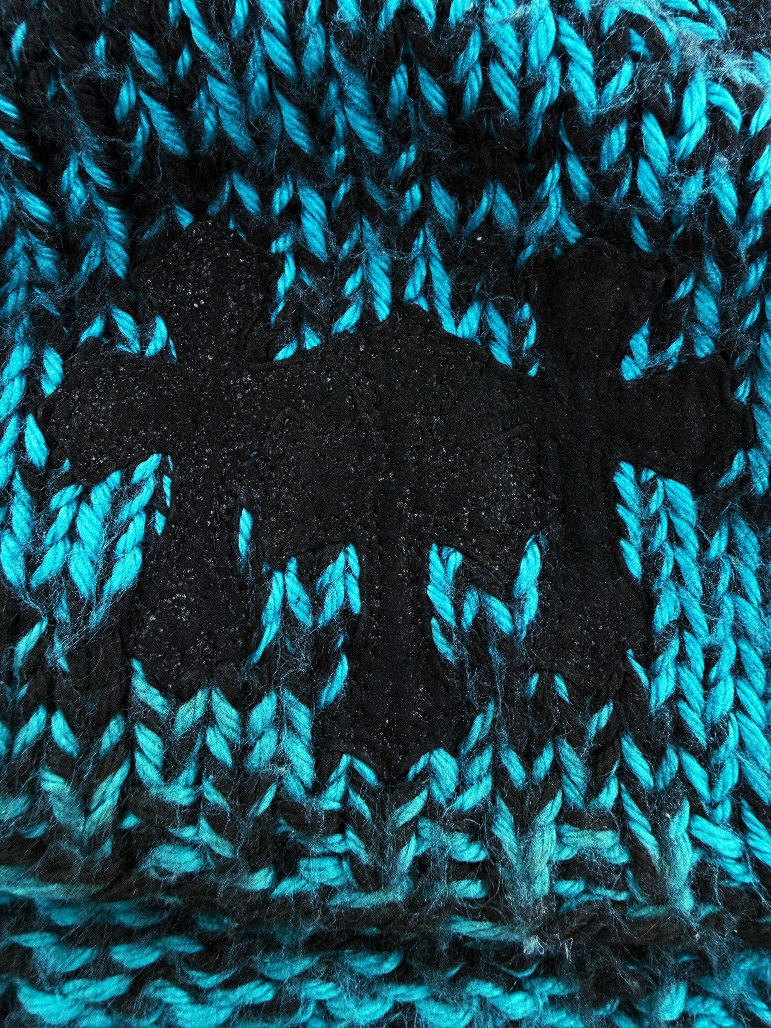 Chrome Hearts Chrome Hearts Triple Cross Patch Blue Gradient .925 Silver Knit Beanie Size ONE SIZE - 2 Thumbnail
