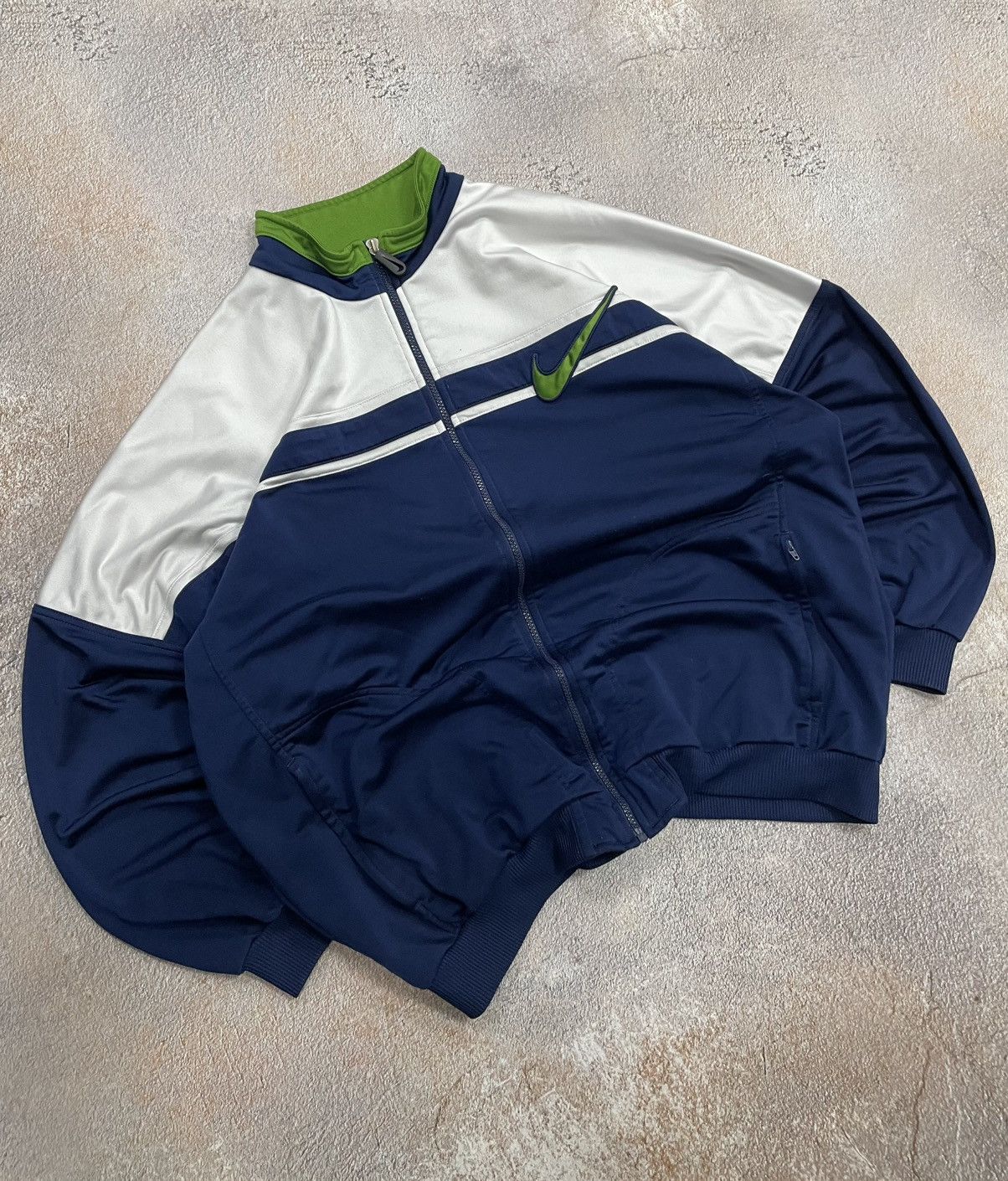 Nike Vintage Nike Big Swoosh Cotton Boxy Track Jacket Size US XL / EU 56 / 4 - 1 Thumbnail