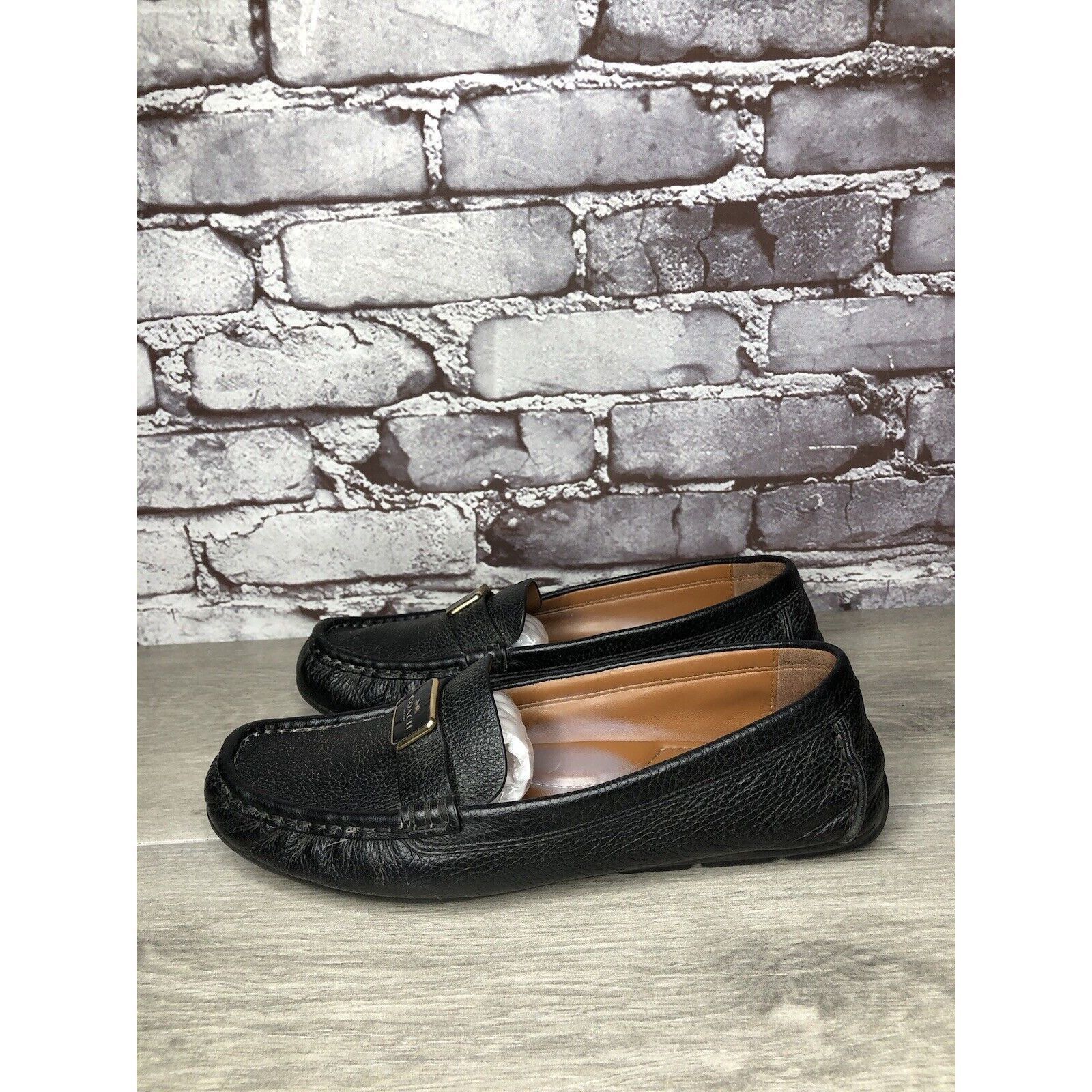 Coach Coach Black Pebbled Leather Badge Moccasin Loafers Shoes Wom Size US 8.5 / IT 38.5 - 1 Thumbnail