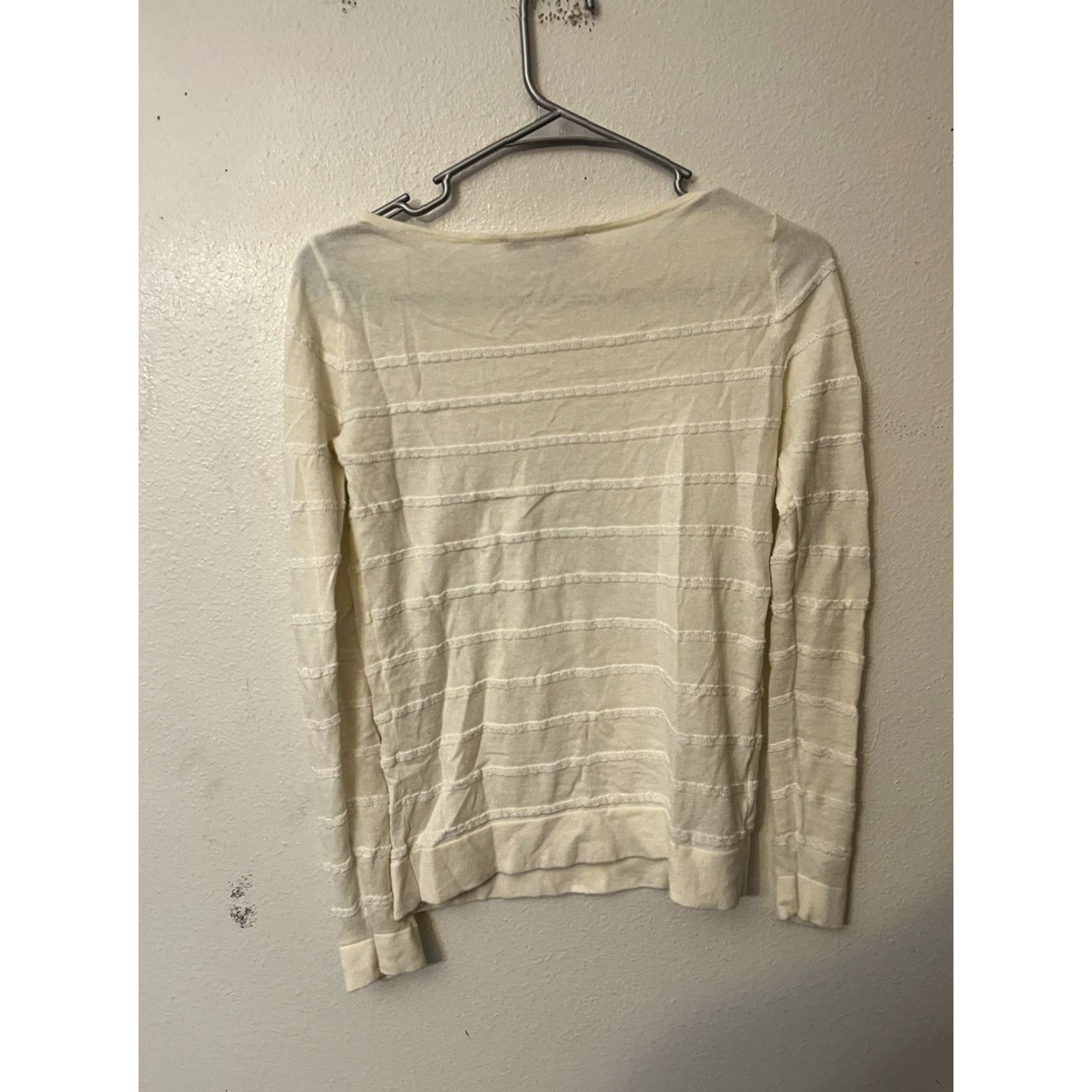 Loft LOFT Women's XS Pullover Sweater Striped Cream Long Sleeve Size XS / US 0-2 / IT 36-38 - 3 Thumbnail