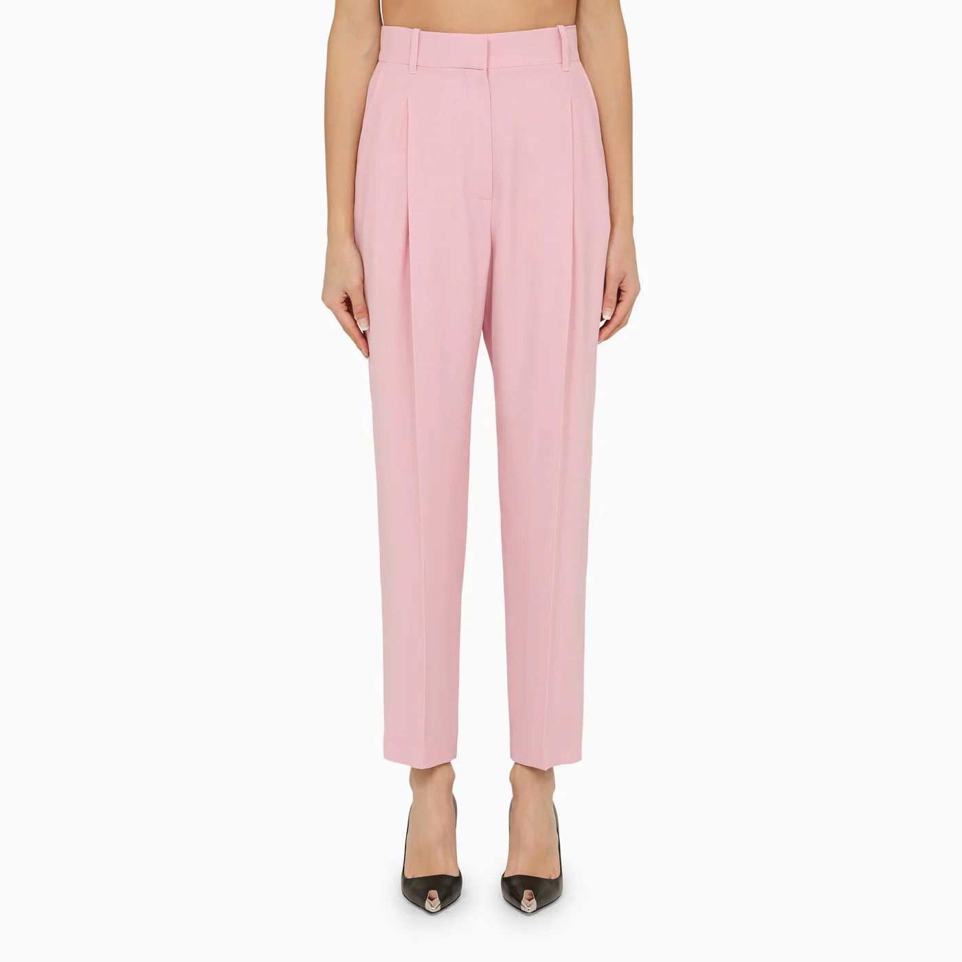 Alexander McQueen o1d2blof0426 Regular Trousers With Pleats in Pink Size 27" / US 4 / IT 40 - 1 Thumbnail