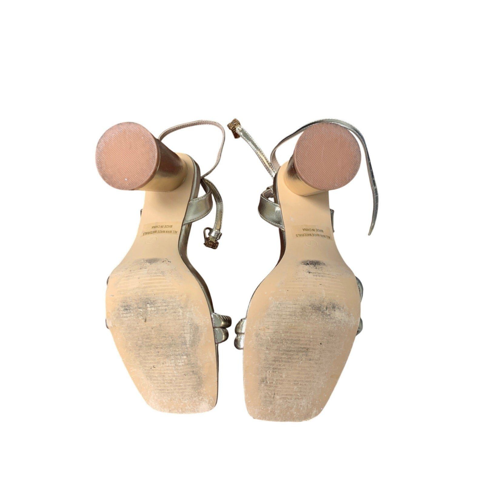 Other Viciously Vixen Women's Gold 4" Block Heels Open Toe Shoes Size US 7 / IT 37 - 6 Thumbnail