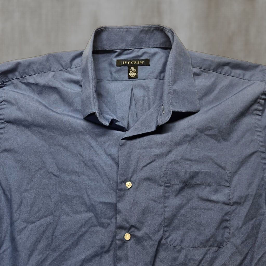 Vintage Ivy Crew Shirt Adult Mens XL Solid Blue Long Sleeve Button-Up Size US XL / EU 56 / 4 - 1 Thumbnail