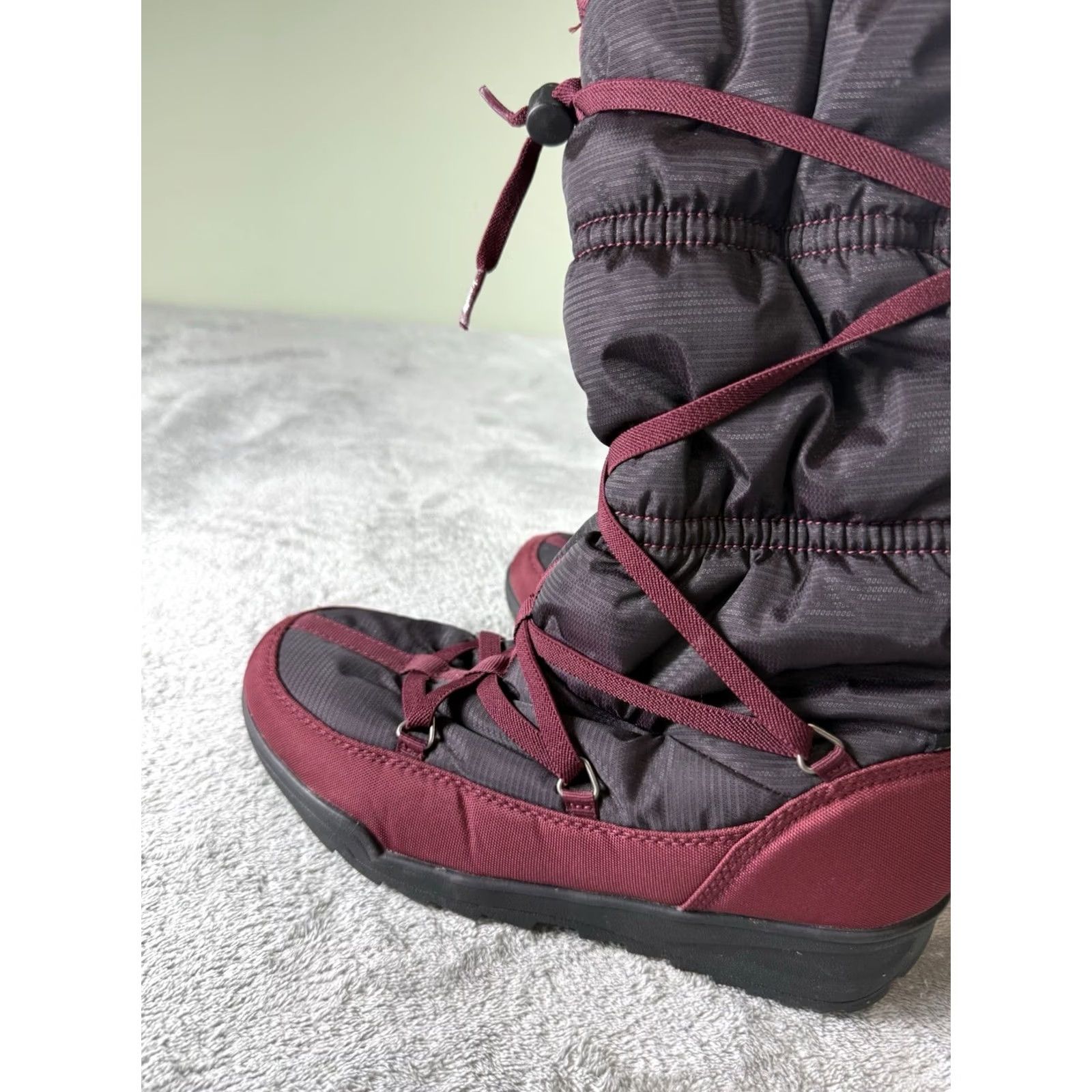 Vintage Kamik Snow Boots Womens Size 8 Drawstring Tall Winter Black/Red Dri-Defense Size US 8 / IT 38 - 3 Thumbnail