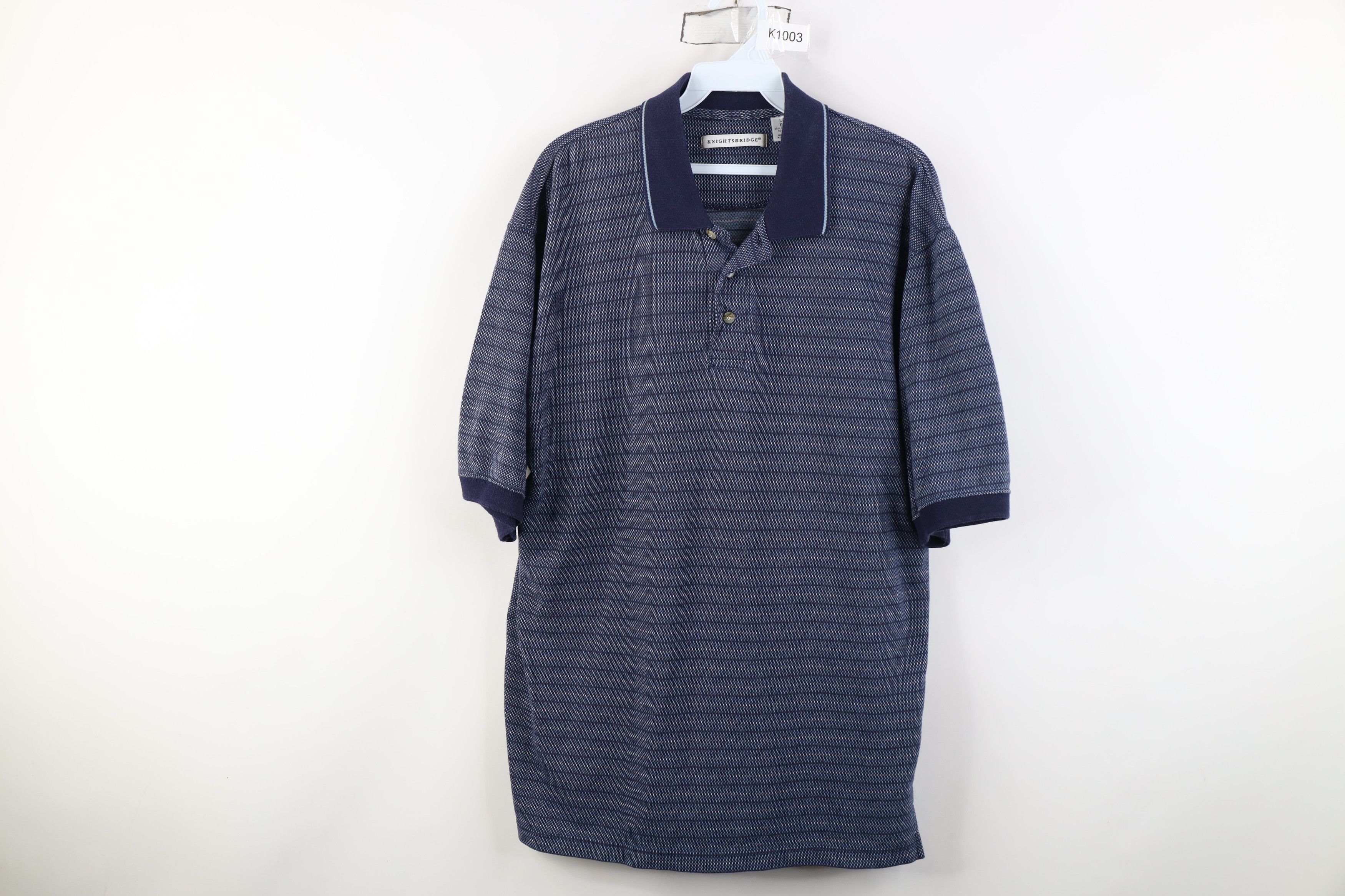 Vintage Vintage 90s Streetwear Striped Thermal Knit Golf Polo Shirt Size US L / EU 52-54 / 3 - 1 Thumbnail