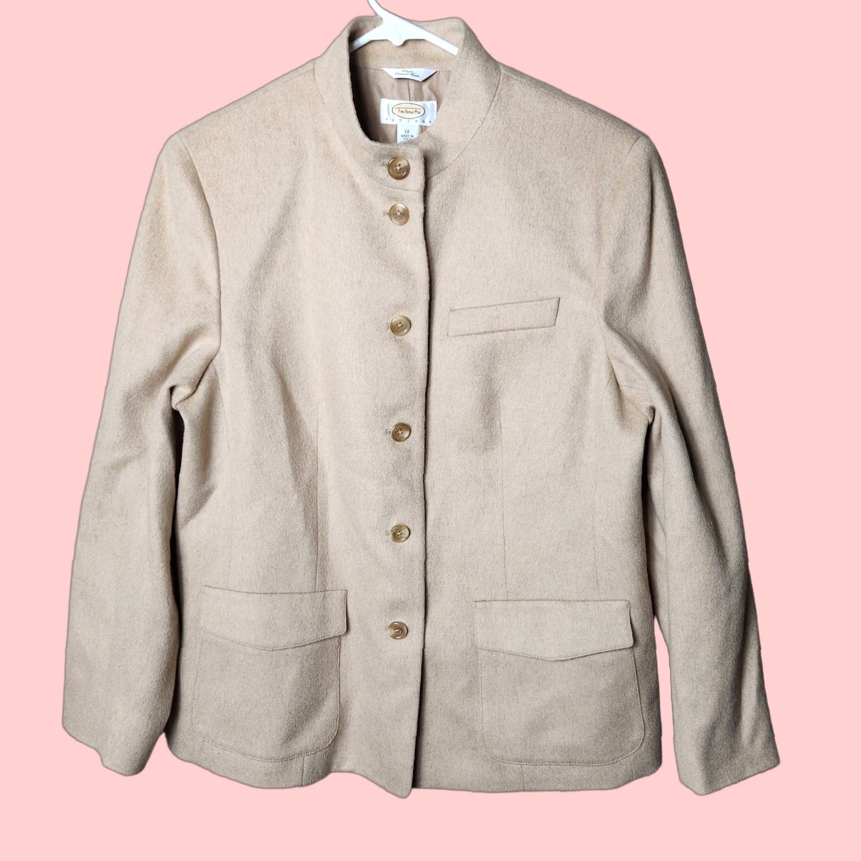 VINTAGE Talbots Women's Jacket Coat Petite Medium Felt Camel Hair