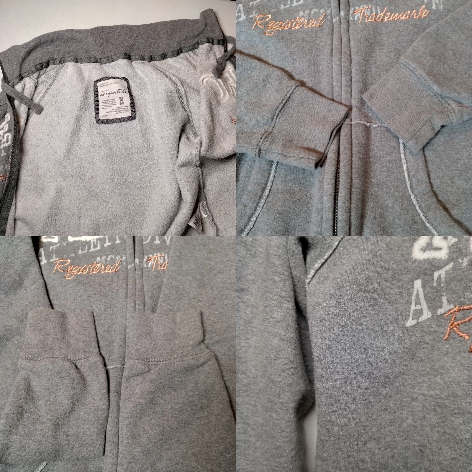 Vintage Aéropostale Sweatshirt M Slim Gray Full Zip Embroidered High Neck AERO Sporty Athleisure Women Size M / US 6-8 / IT 42-44 - 9 Thumbnail