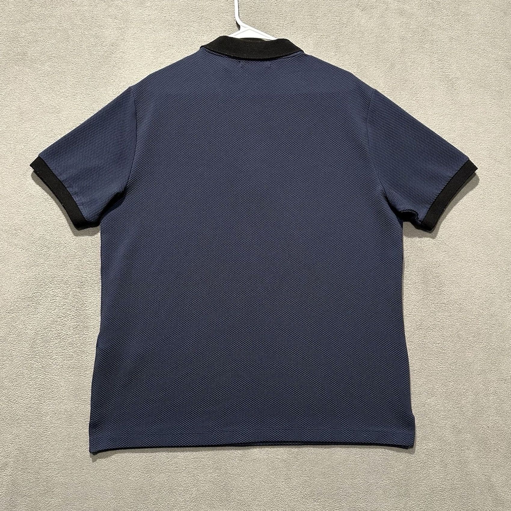 Karl Lagerfeld KARL LAGERFELD PARIS Polo Shirt Mens L Blue Black Solid Cuff Logo 1/4 Zip Casual Short Sleeve Collared Polo Regular Fit Size US L / EU 52-54 / 3 - 2 Thumbnail