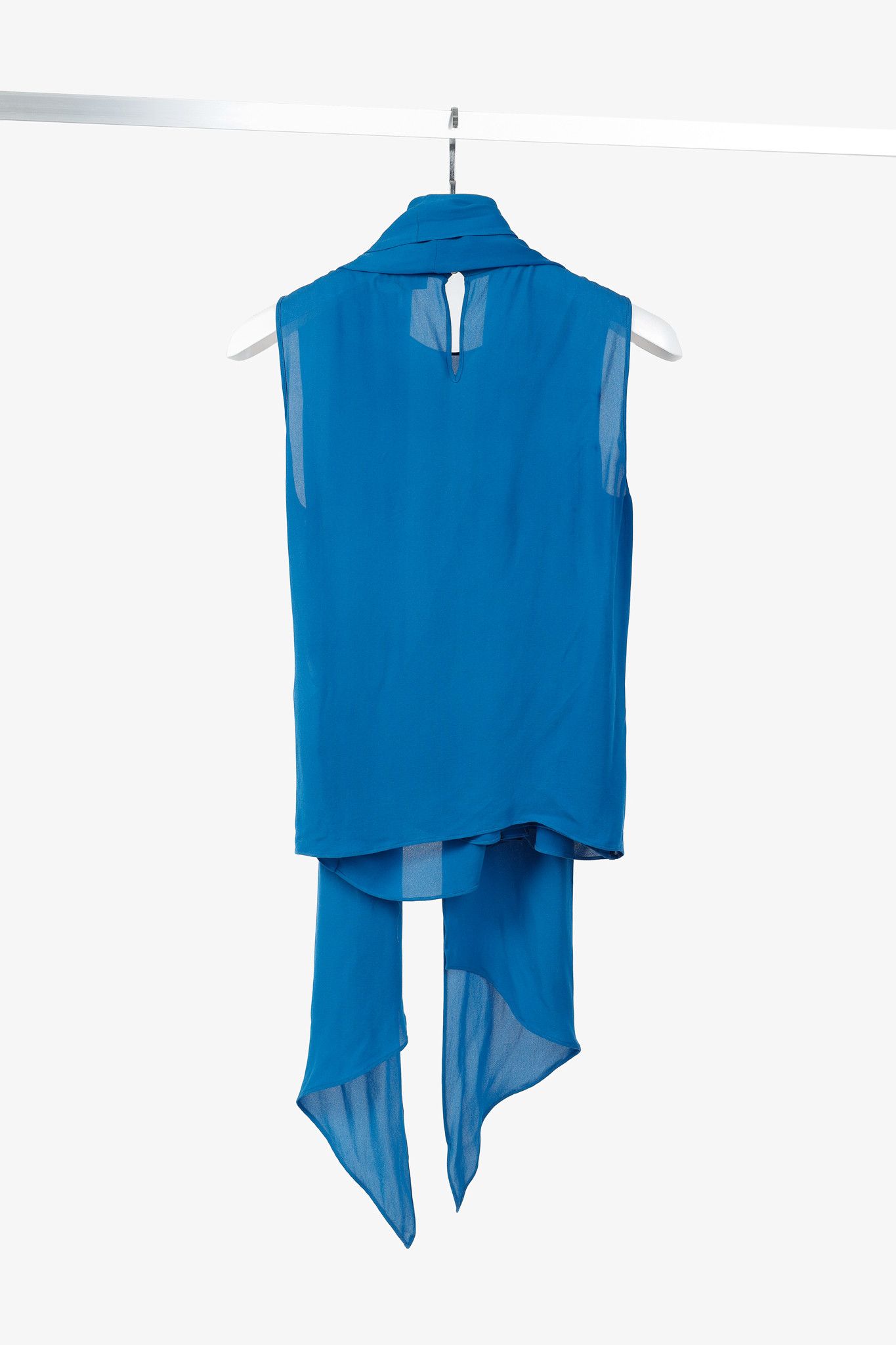 Emilio Pucci Emilio Pucci Blue Silk Crepe Draped Blouse with Scarf Size M / US 6-8 / IT 42-44 - 2 Thumbnail