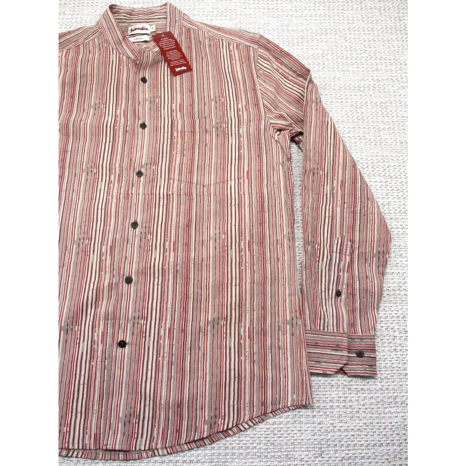 Vintage Fabindia Shirt Mens 40 Long Sleeve Button Up Band Collar Roll Up Sleeves New Size US L / EU 52-54 / 3 - 3 Thumbnail