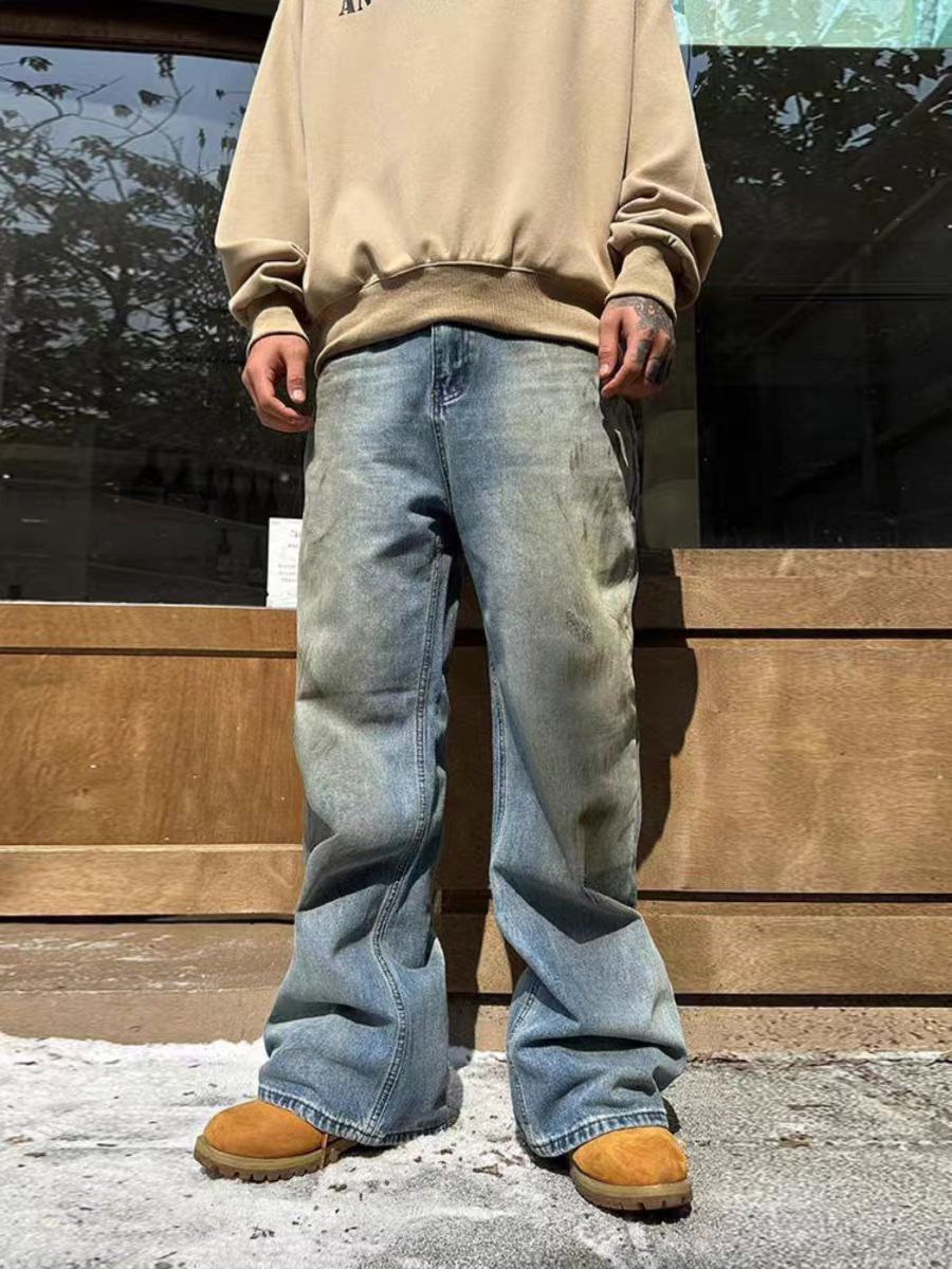 Japanese Brand × Jean Dirty Mud Dye Aged Micro Flare Vintage Loose Jeans Size US 34 / EU 50 - 3 Thumbnail