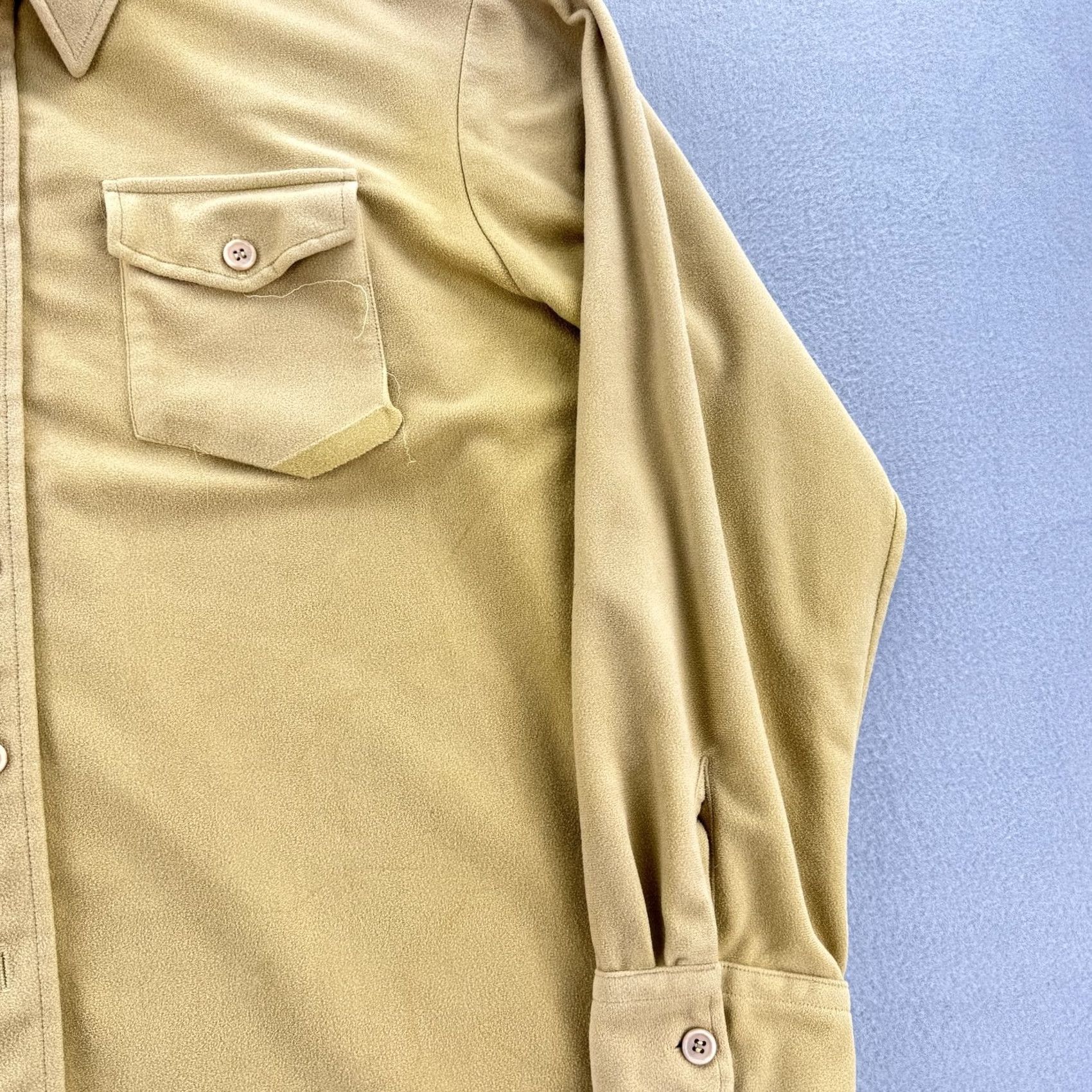 Lee VINTAGE Lee Shirt Mens XL Tan Western Button Up Made USA 70s Flaw Size US XL / EU 56 / 4 - 2 Thumbnail