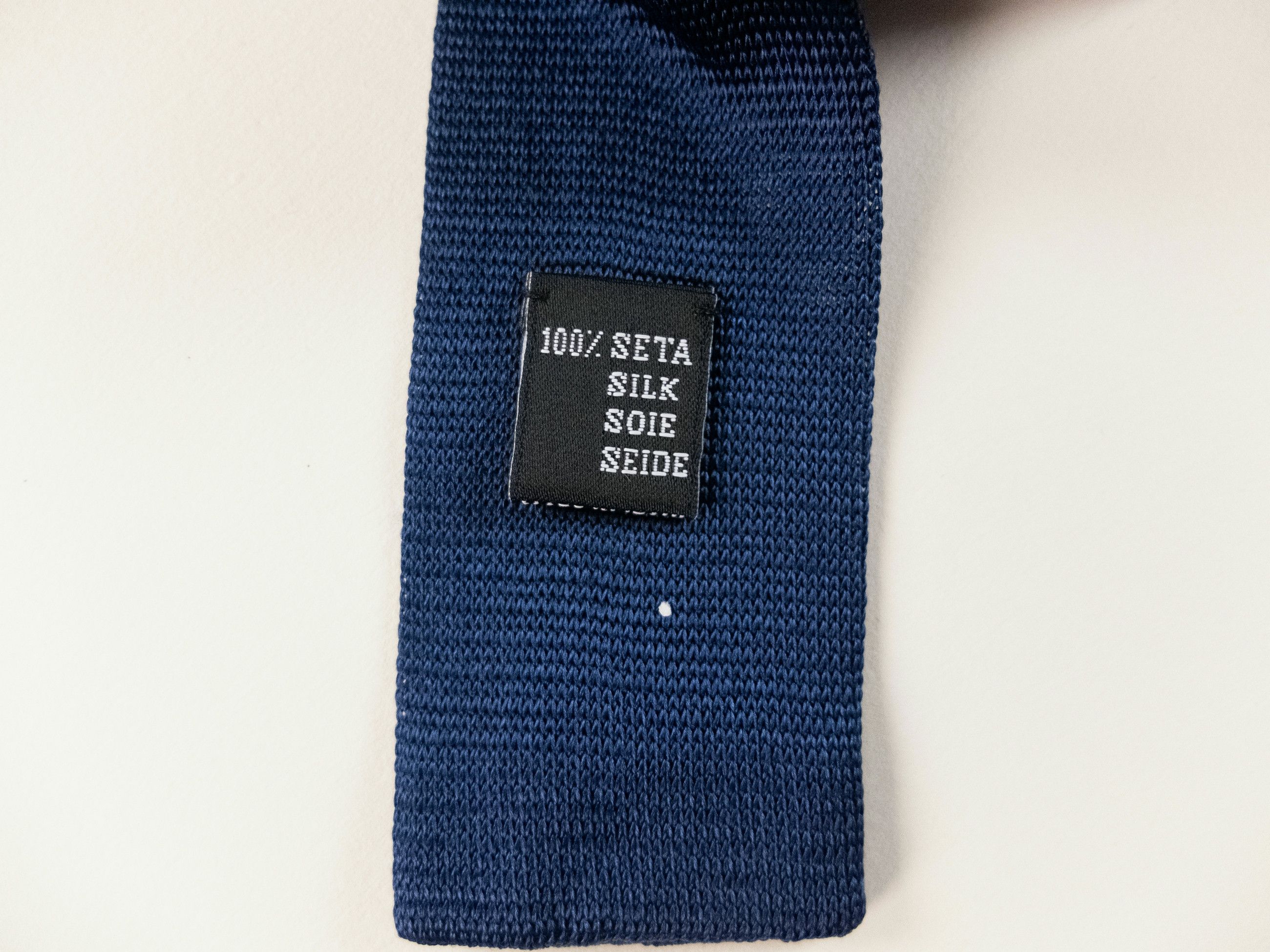 Other GALLO navy blue & white square motif knit skinny silk tie Size ONE SIZE - 5 Thumbnail
