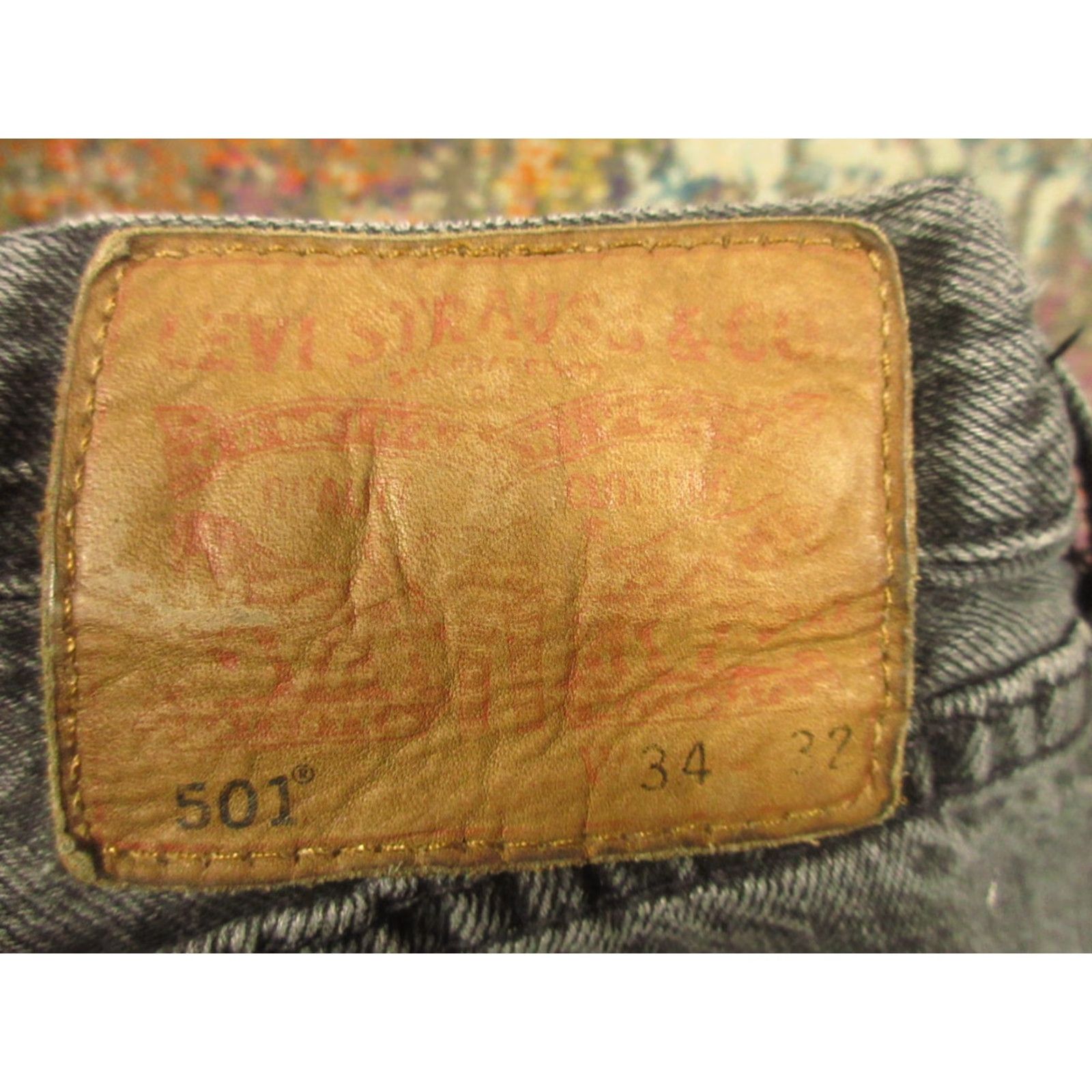Levi's LEVI'S 501 Jeans 34x32 Regular Rise Black Denim Button Fly Straight 5-Pocket Mens Vintage? No Size US 34 / EU 50 - 5 Thumbnail