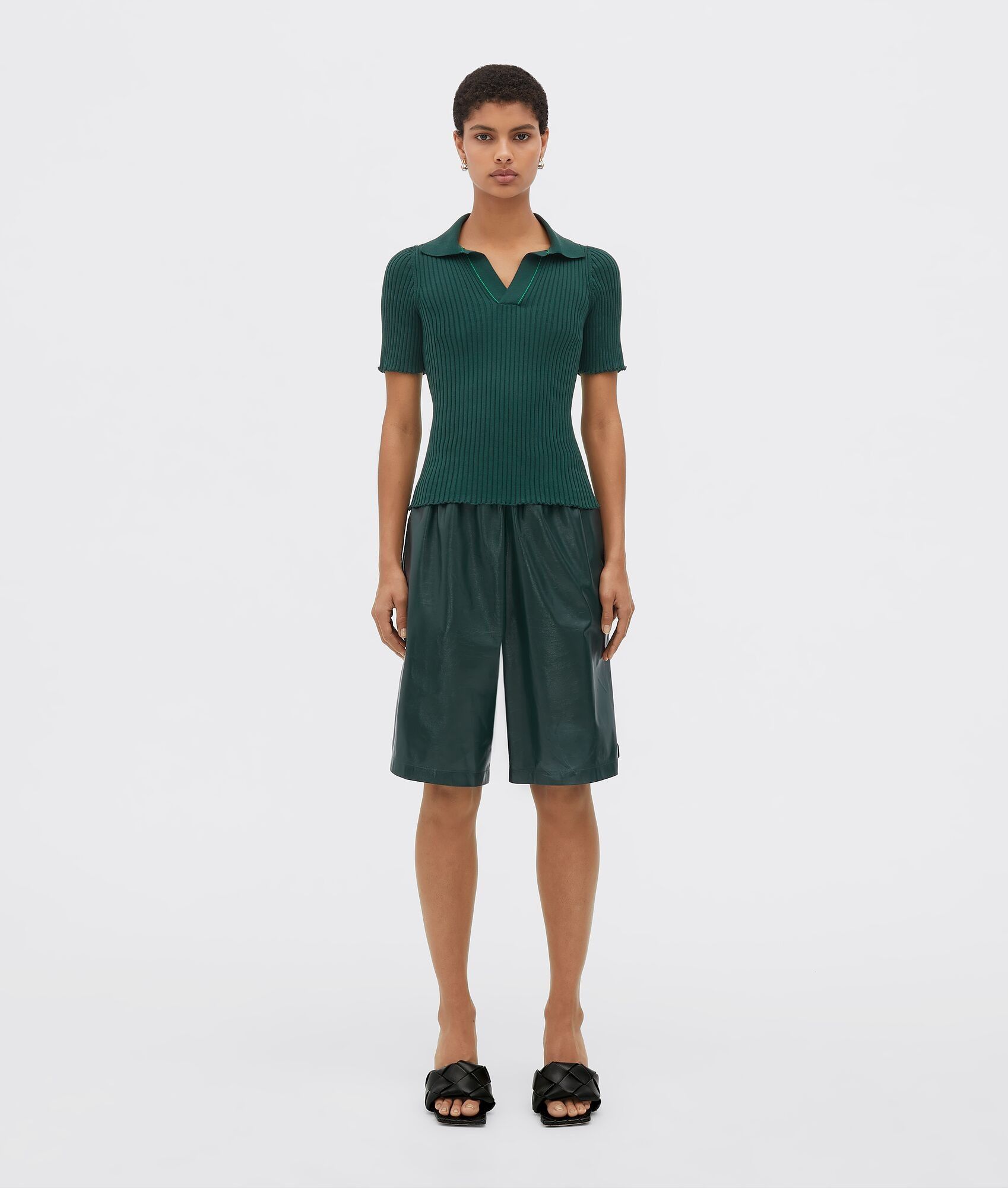 Bottega Veneta o1bcso1str0225 Polo Shirt in Green Size M / US 6-8 / IT 42-44 - 1 Thumbnail