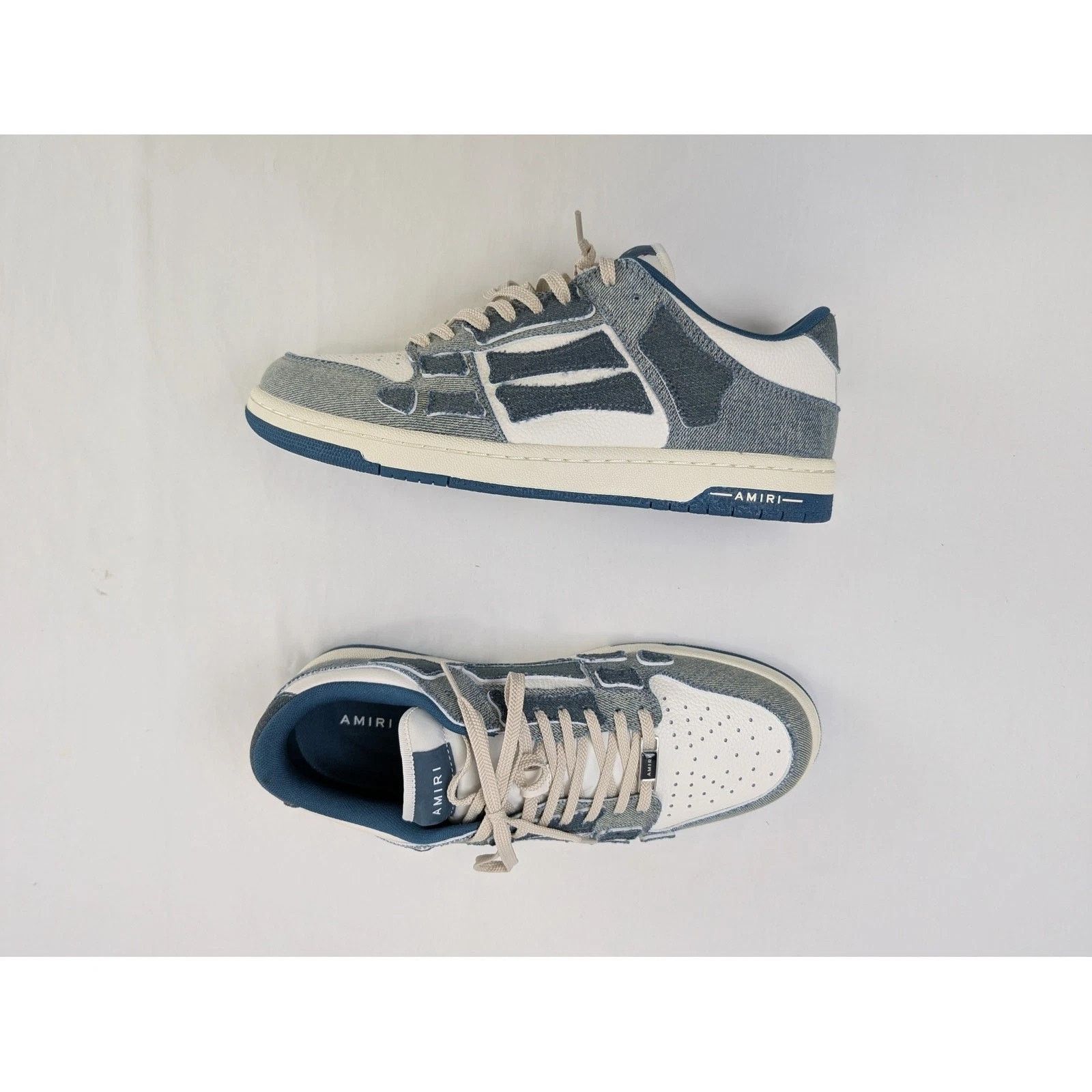 Amiri o1rshd1 Q:3 / Vintage Denim Skel Top Low in Slate Blue Size US 12 / EU 45 - 21 Thumbnail