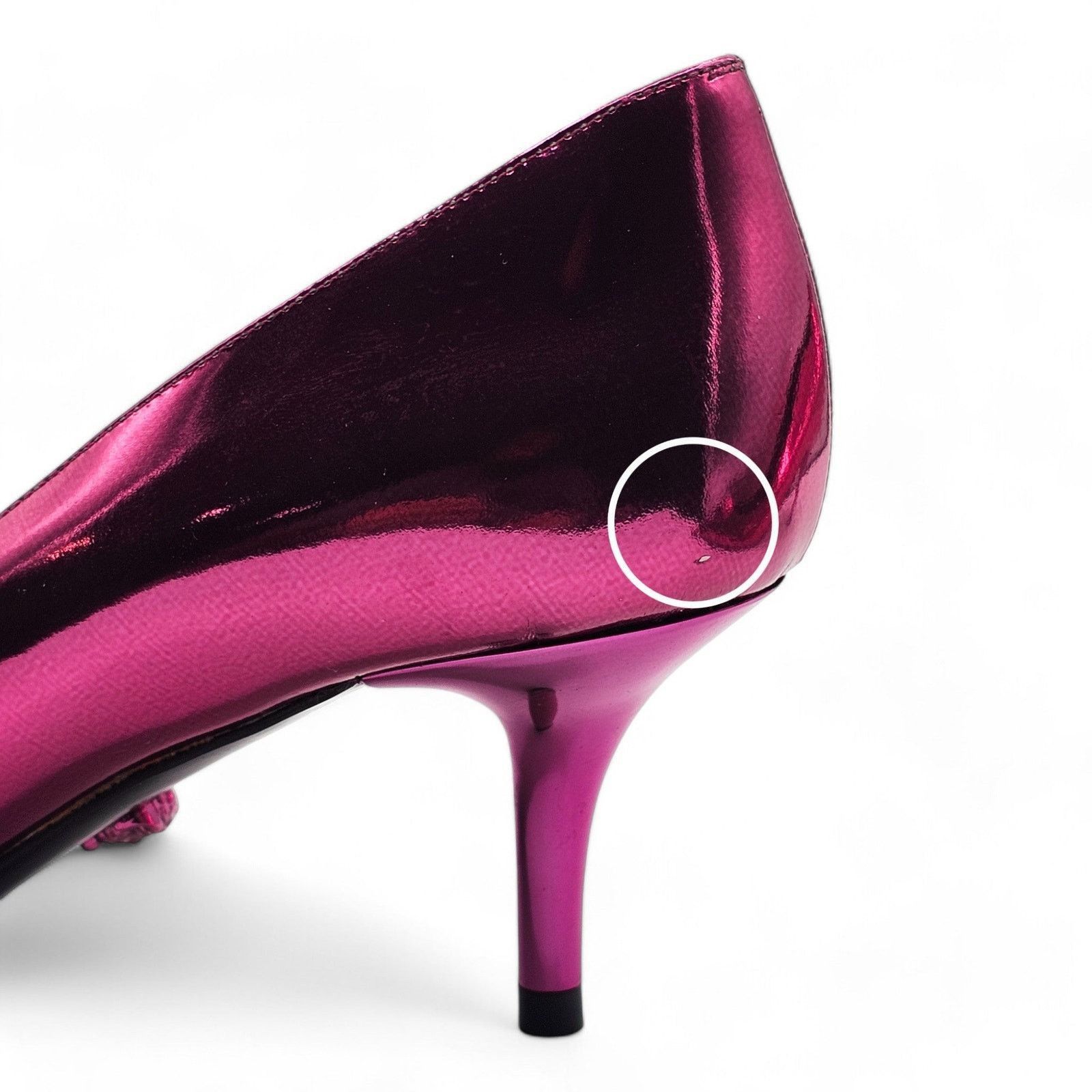 Versace Le Medusa Kitten Heel Pumps - Leather - Fuchsia Pink - 37.5 Size US 7.5 / IT 37.5 - 8 Thumbnail