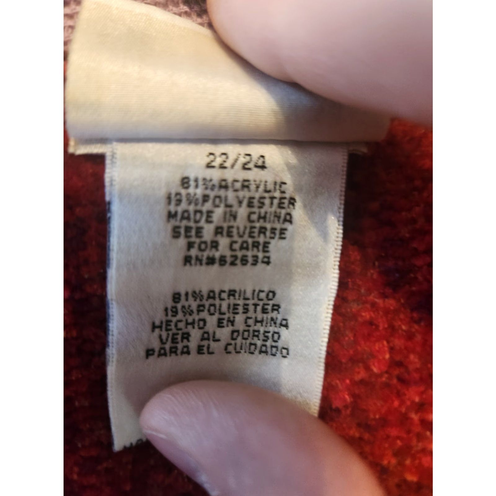 Essentials Essentials By Maggie V-Neck Red Rust Color Sweater with Embroidered Flower Sz 22/24 Size 3XL / US 20-22 - 7 Thumbnail