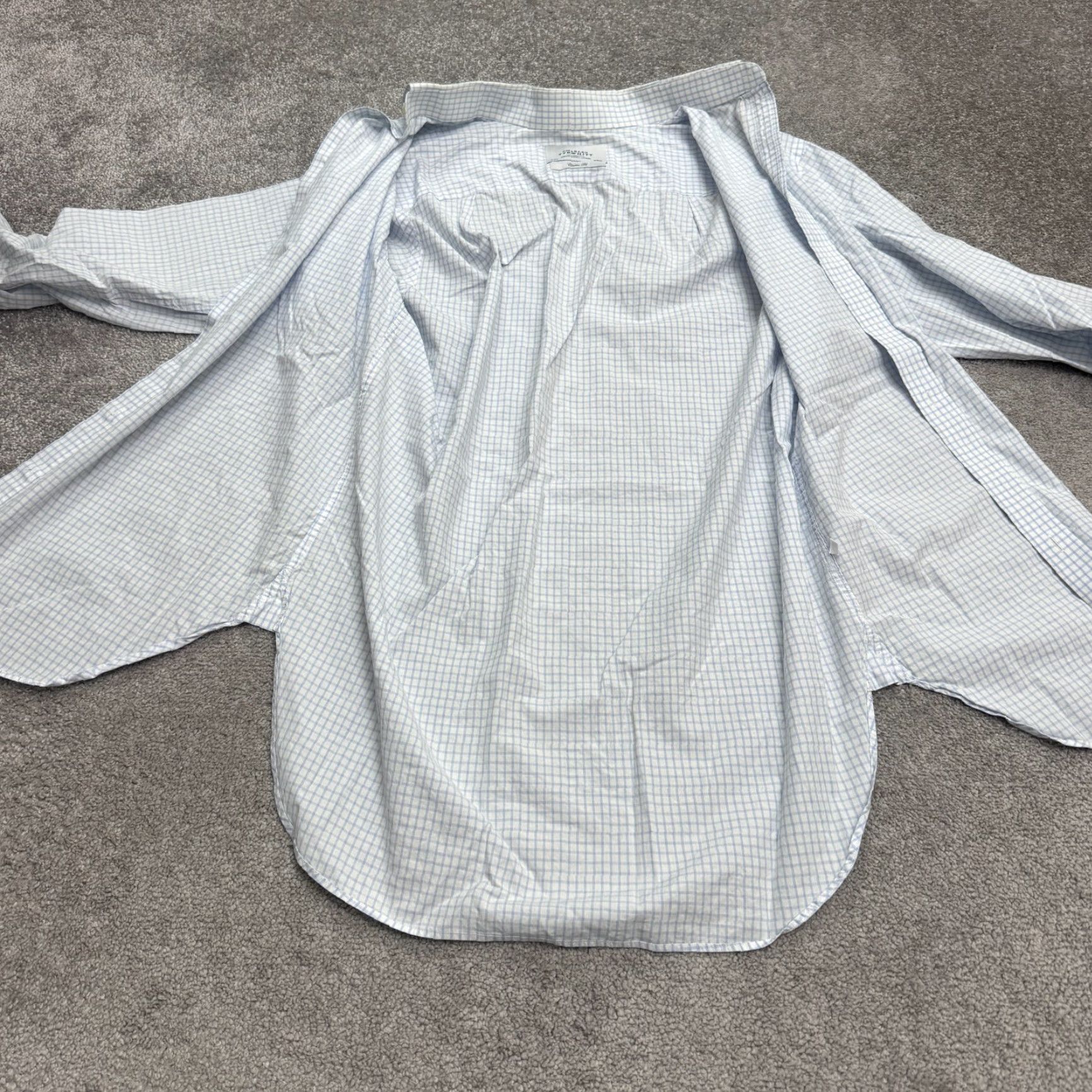 Charles Tyrwhitt VINTAGE Charles Tyrwhitt Classic Fit Dress Shirt Mens 16/34 Business Formal Cotton Check White/Blue Size 34R - 3 Thumbnail