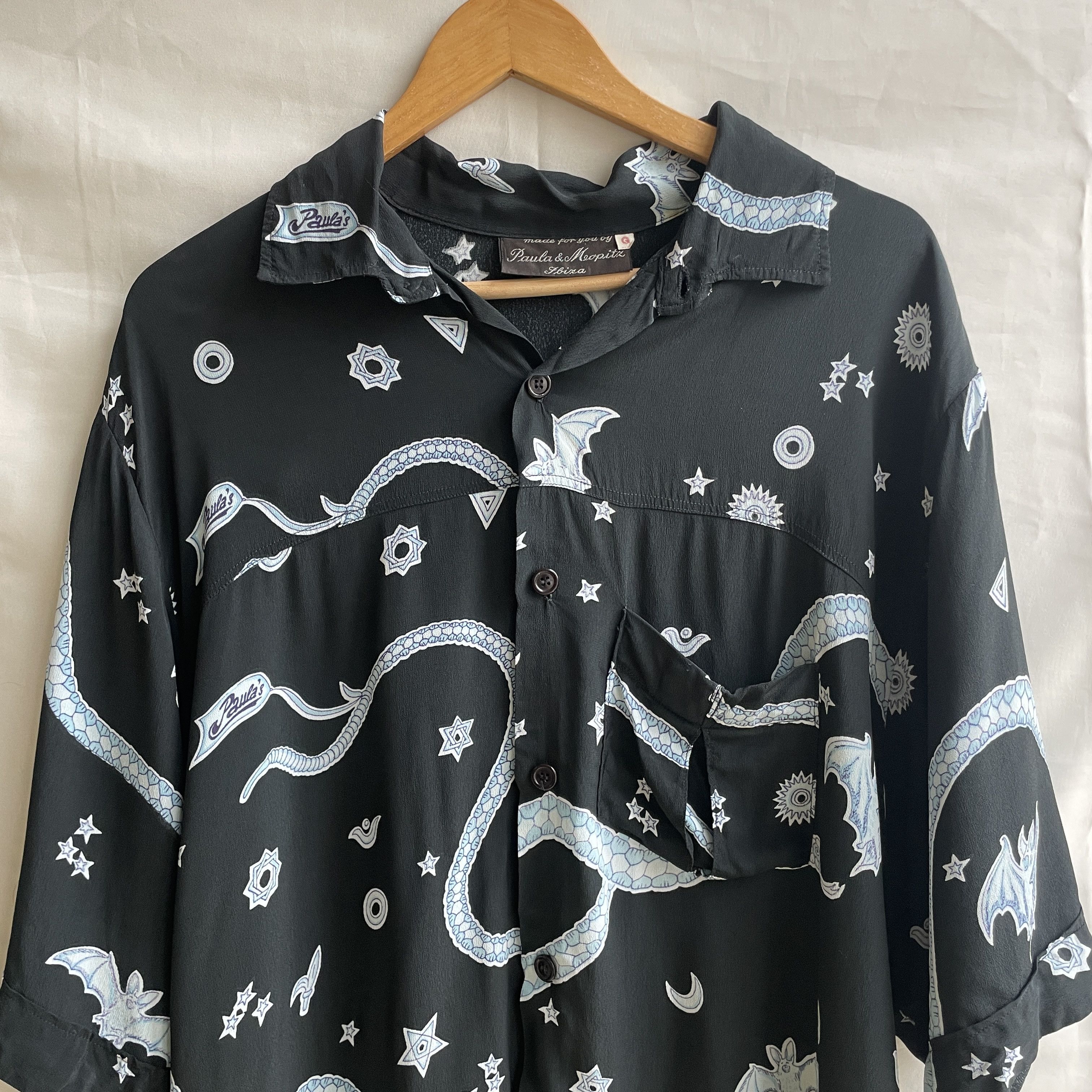 Vintage Paula & Mopitz Ibiza Loewe VTG 70s Silk Relaxed Tunic Blouse Size L / US 10 / IT 46 - 3 Thumbnail