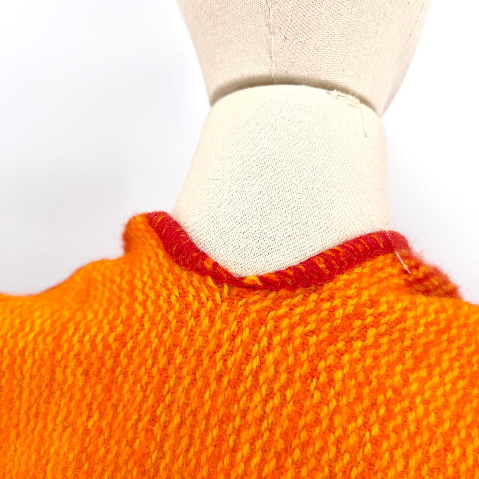 Vintage Vintage 60s Red Orange 100% Wool Plaid Ruana Poncho Size ONE SIZE - 6 Thumbnail