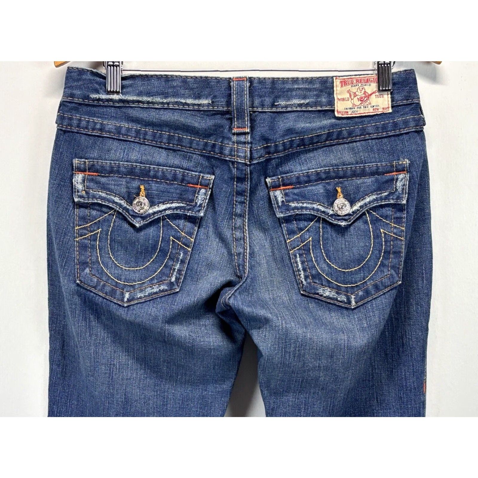 True Religion True Religion Women's Distressed Low Rise Bootcut Jeans Blue Sz 29 Size 29" - 4 Thumbnail