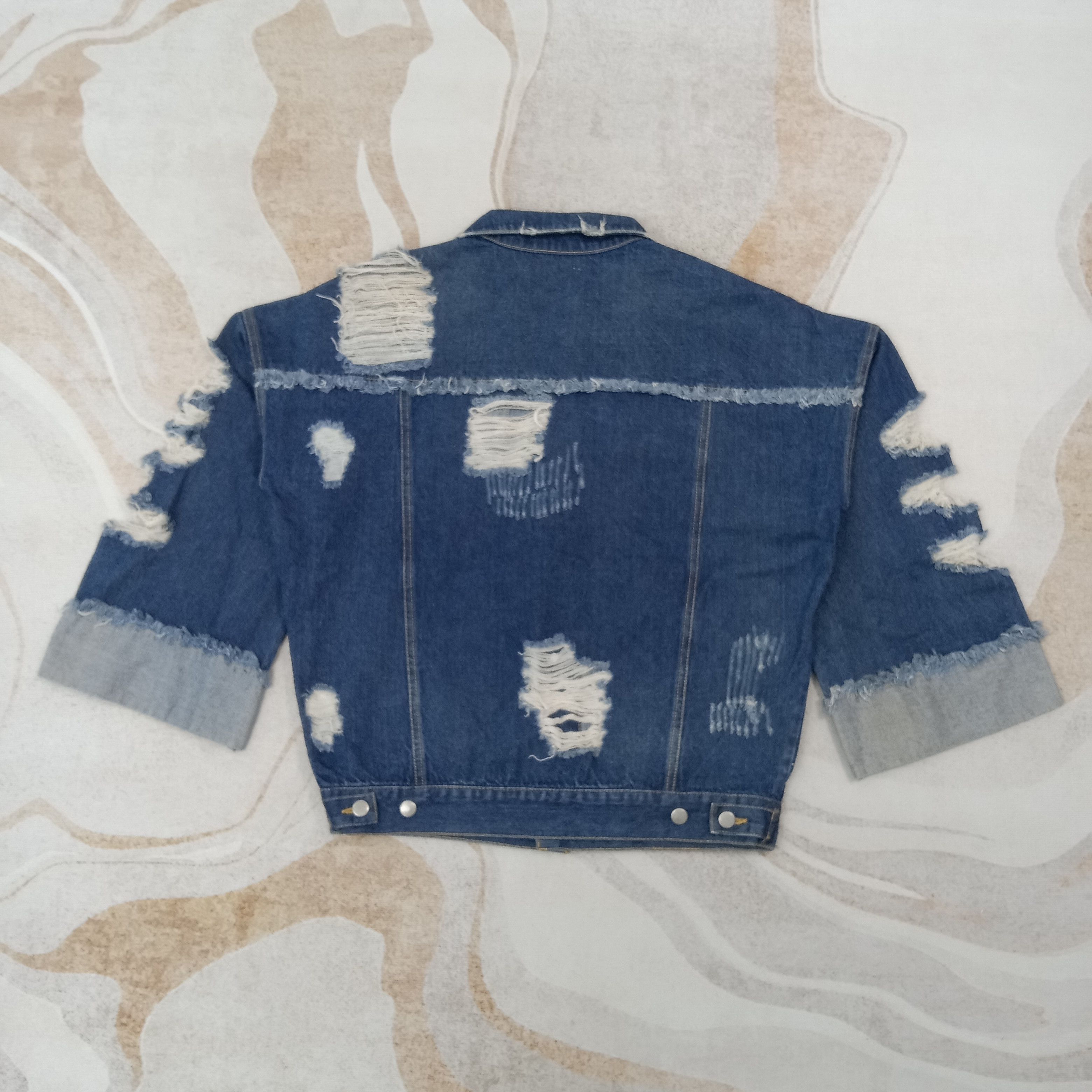 For All To Envy ENVYM Designer Ripped Denim Jacket C266N20 Size US L / EU 52-54 / 3 - 5 Thumbnail