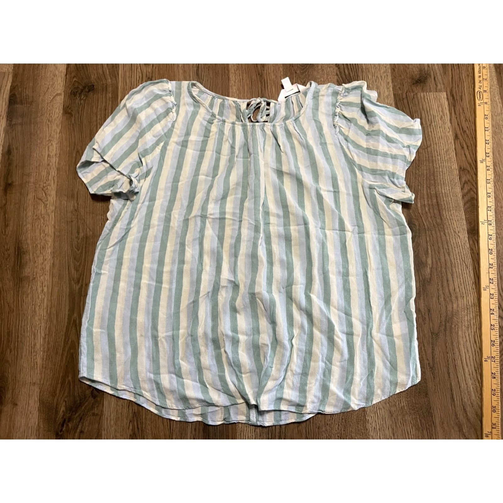 Vintage LC Lauren Conrad Shirt Women's Size Large Blue Cream Striped T-Shirt Casual Modern Basic Size L / US 10 / IT 46 - 2 Thumbnail