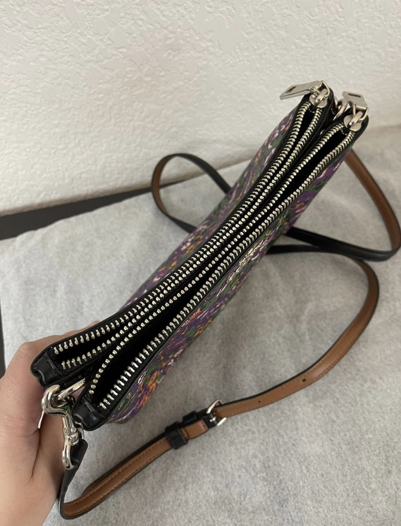 Coach Retail $350 COACH LYLA FLORAL PRINT IN PURPLE CROSSBODY BAG Size ONE SIZE - 3 Thumbnail