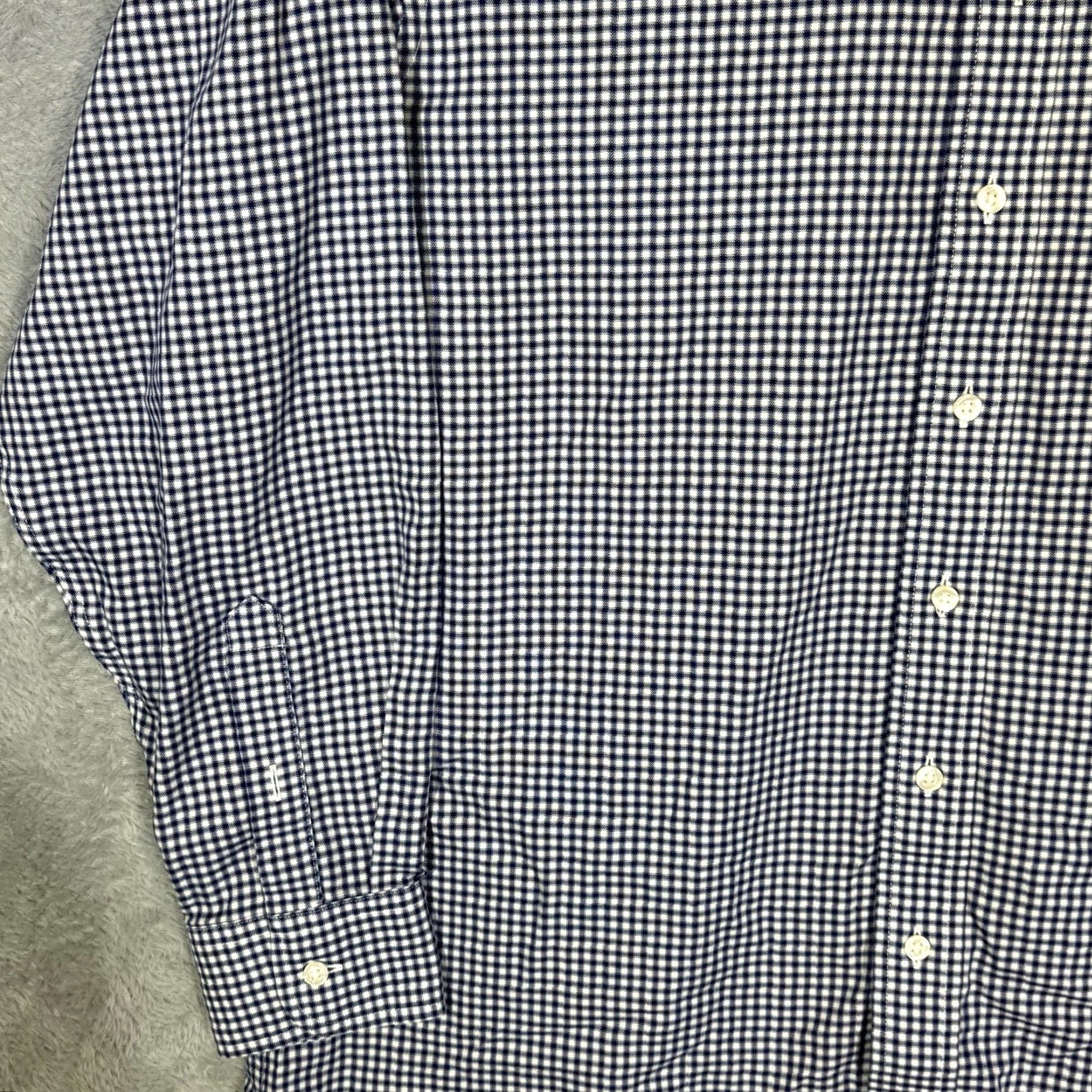 Roundtree & Yorke Gold Label Dress Shirt Blue Check 100% Cotton 16.5×34 Fitted Long Sleeve Button-Down Collar Mens Regular Shirt Size 46R - 3 Thumbnail