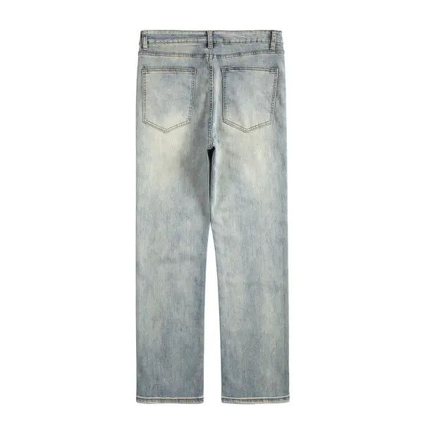 VIBE High street basic all-match washed distressed straight jeans Size US 32 / EU 48 - 2 Thumbnail