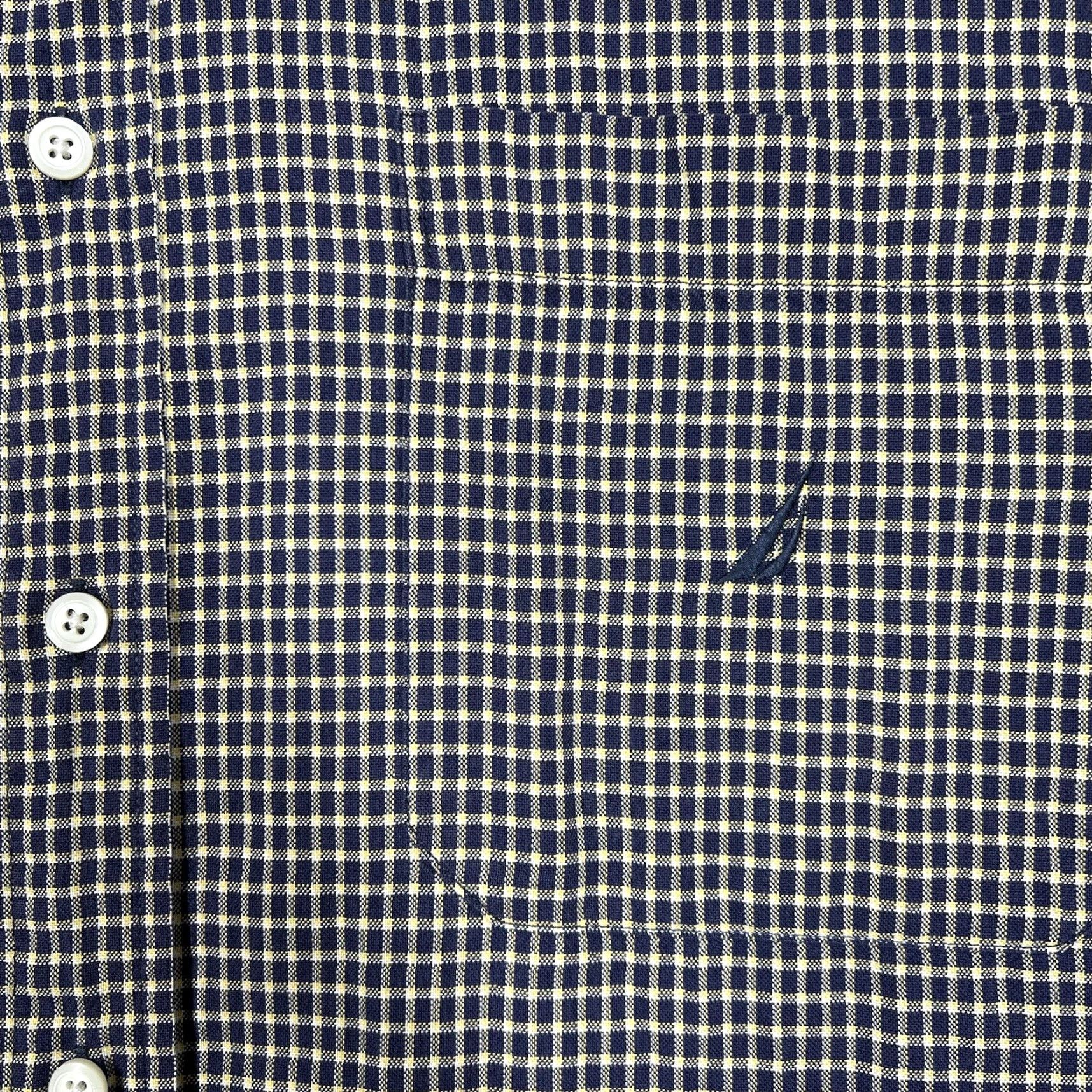 Nautica Nautica Shirt XL Button-Down Short Sleeve Navy Blue Yellow Checkered Multicolor Men Regular Fit Size US XL / EU 56 / 4 - 2 Thumbnail