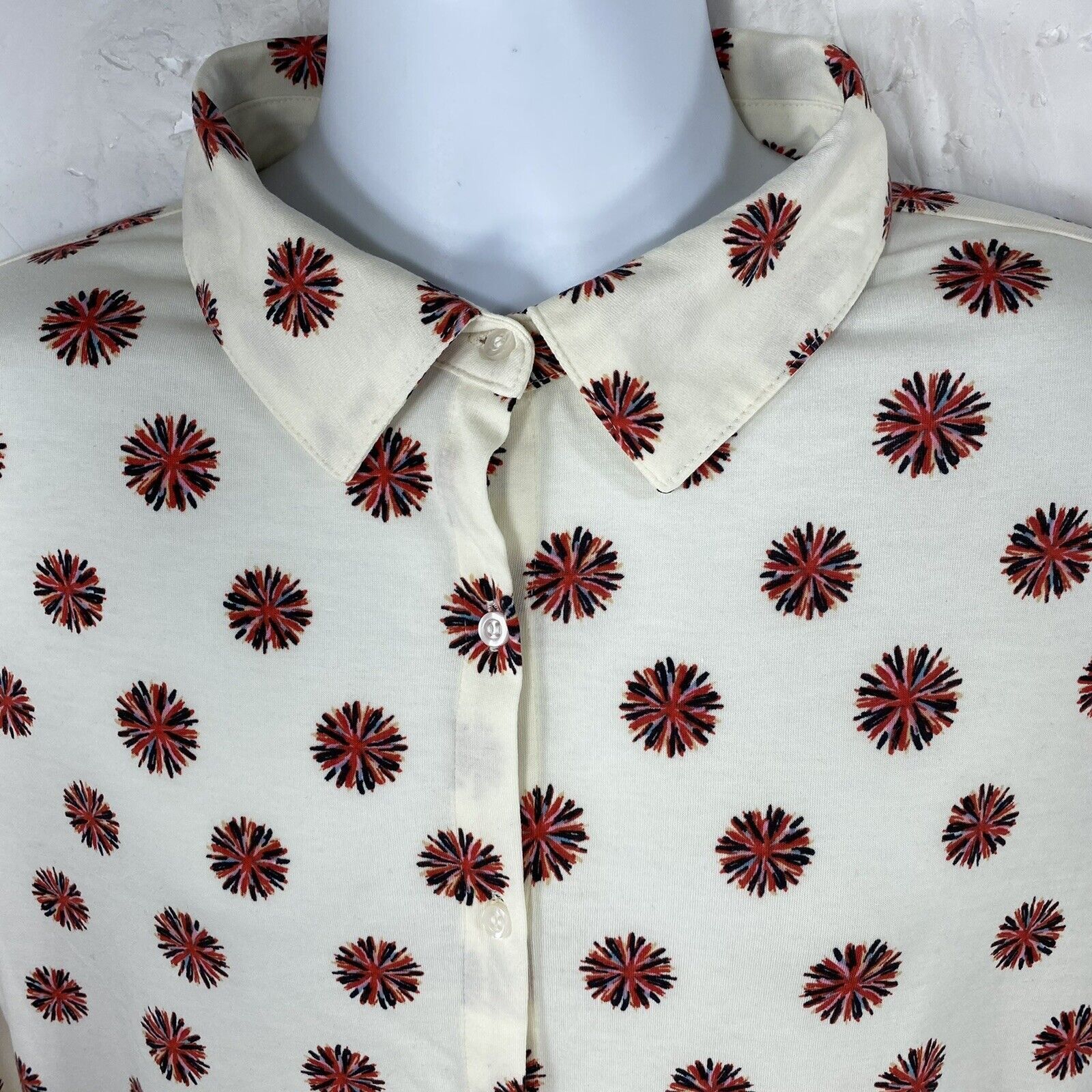 Other LuLaRoe Valentina Small White Fireworks Button Down Shirt Size S / US 4 / IT 40 - 2 Thumbnail
