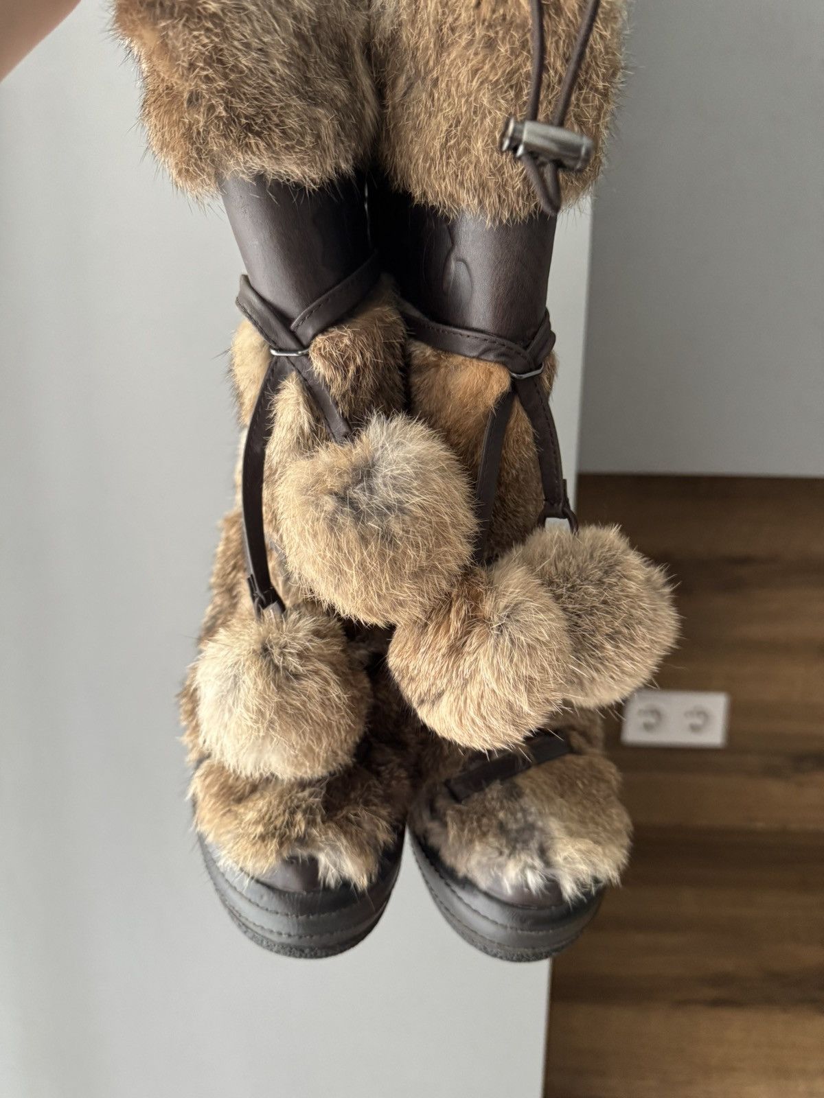 ASH 2000S ASH REAL RABBIT FUR BELTED BOOTS Size US 6 / IT 36 - 2 Thumbnail